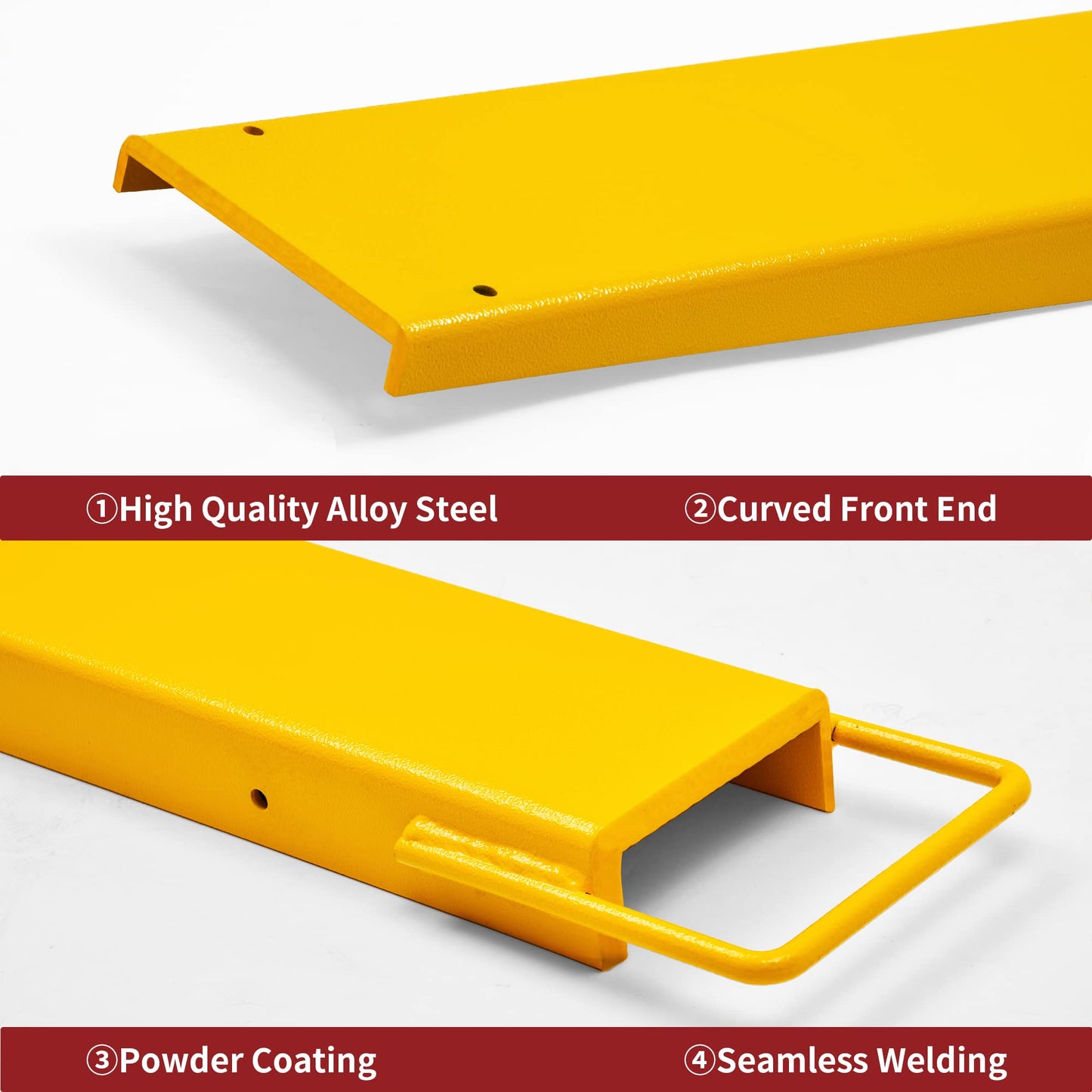 YITAMOTOR Forklift Extensions 92 Inch Length & 4.5 Inch Width, Heavy Duty Steel Fork Extender Reach, 1 Pair Pallet Fork Extension for Forklift Truck, Yellow (92"x4.5")
