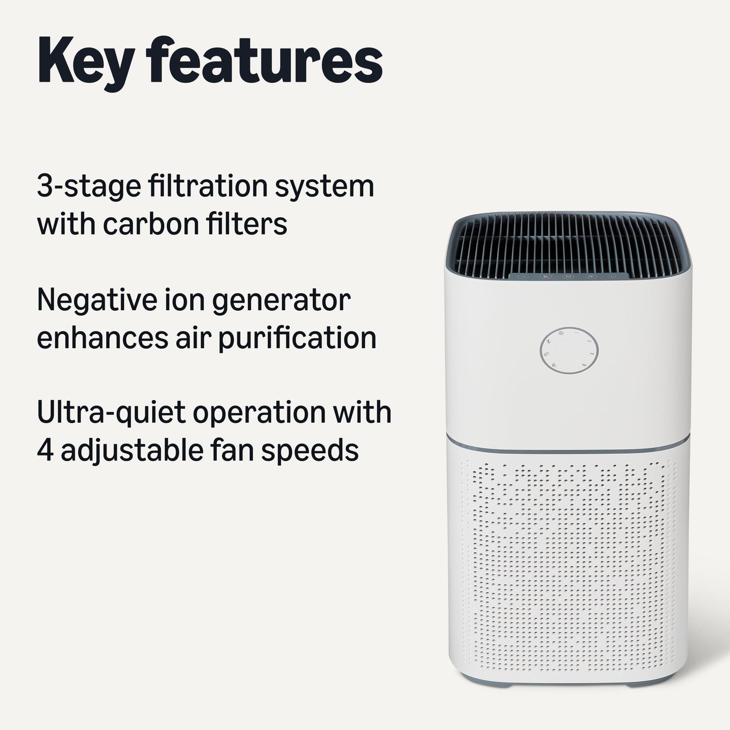 Amazon Basics Air Purifier for Home with Large Rooms, Covers Up to 2600 Sq ft, White