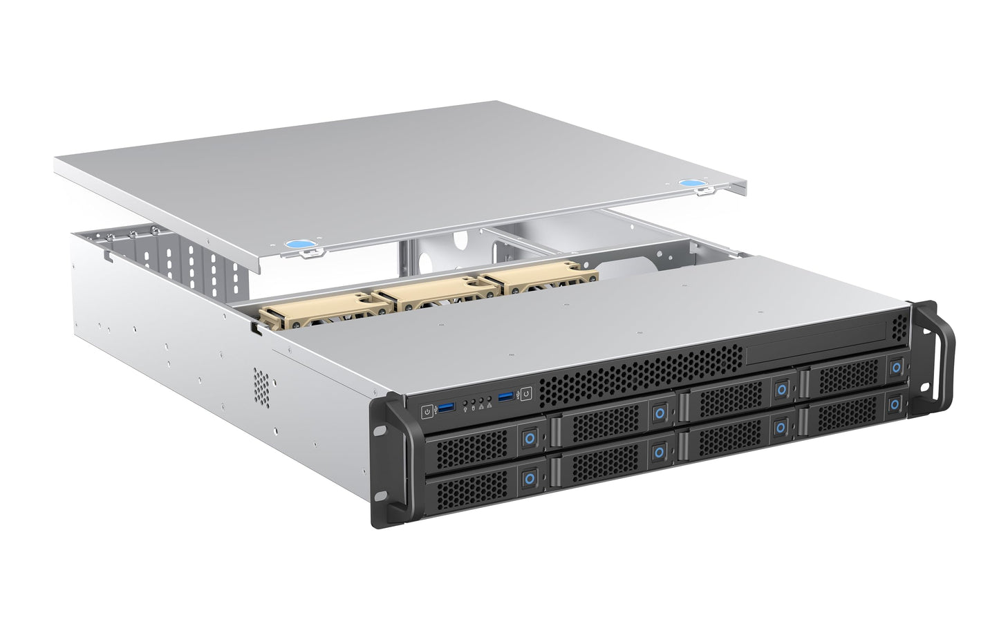 Rosewill 2U Rackmount Server Chassis | Supports up to 8 x 3.5 12Gbps Hot Swap SATA/SAS | E-ATX Compatible | 2U/CRPS PSU | 3 x 8038 PWM Fan | USB 3.2 Type-C | RSV-H208