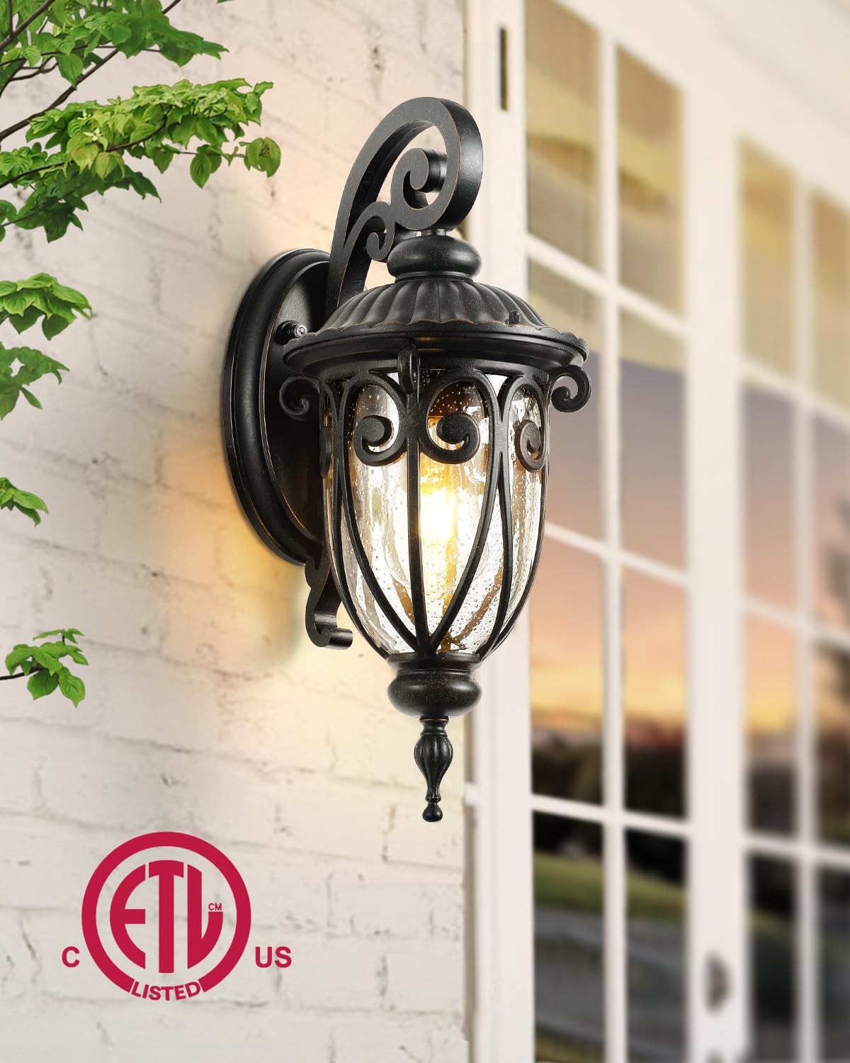 VIANIS Outdoor Porch Light - Waterproof Aluminum Wall Light, Oil-Rubbed Bronze, Vintage Style, Model V81231B2, 1PK