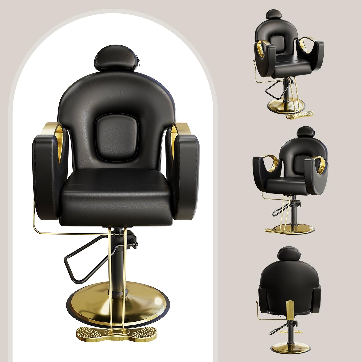 GAOMON Reclining Barber Salon Chair, 360°Swivel Barber Chair with Heavy Duty Hydraulic Pump for Hair Stylist Barbershop Home Spa Shampoo, Black