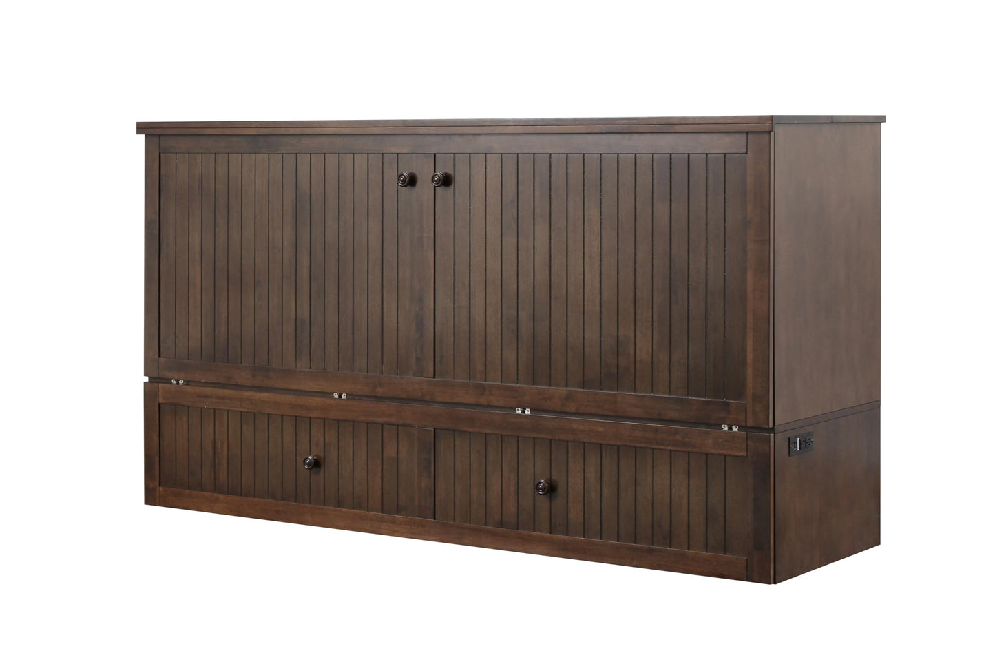Mega Solutions Murphybedz Tuscany Murphy Cabinet Chest Bed with Charging Station 6 Inch (Tobacco, King)