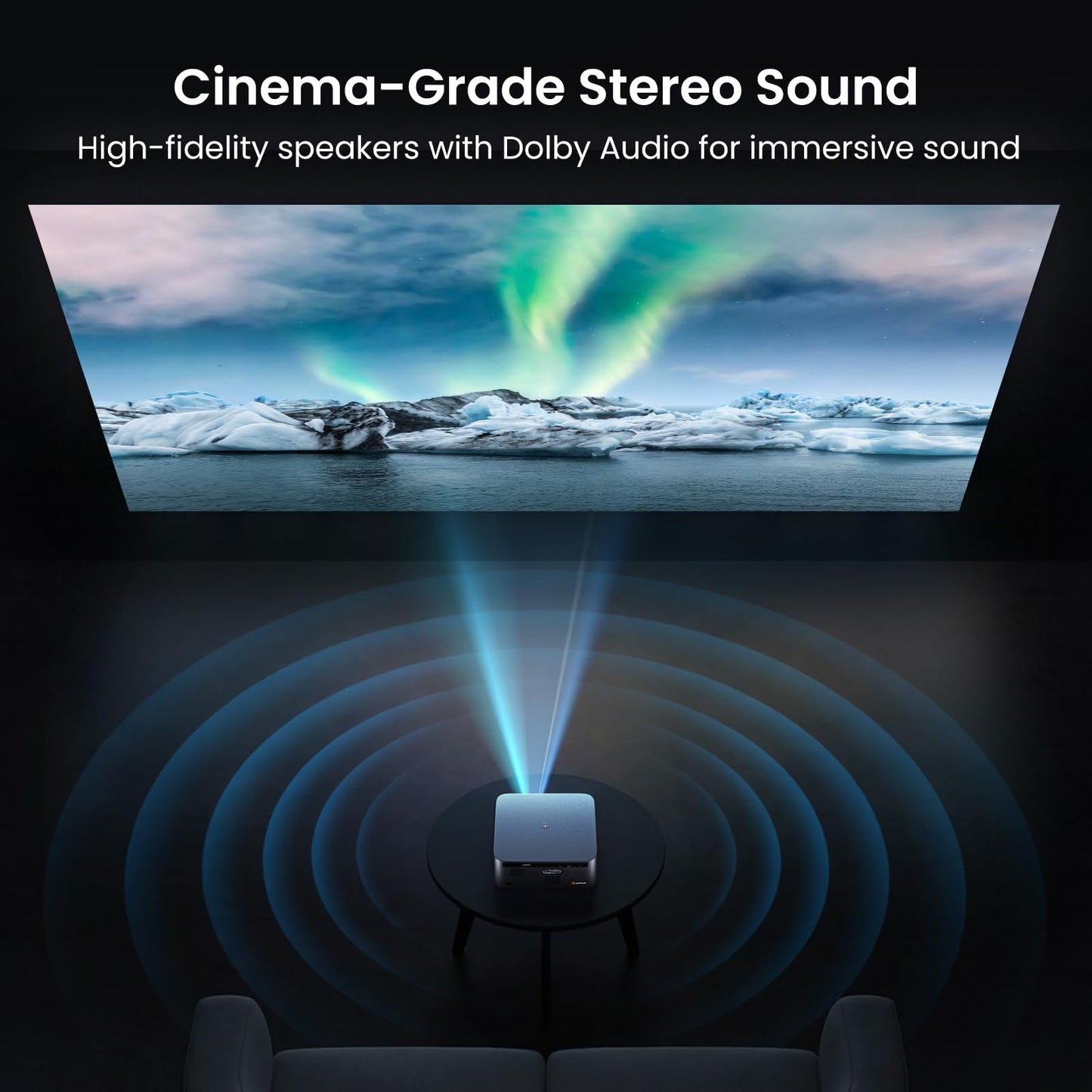 HAPPRUN 3000 ANSI Lumens Outdoor Projector with Official Google TV, 4K Supported Smart Movie Projector, Dolby Audio, Auto Focus & Keystone, WiFi 6 and Bluetooth for Indoor & Outdoor Movies,Black
