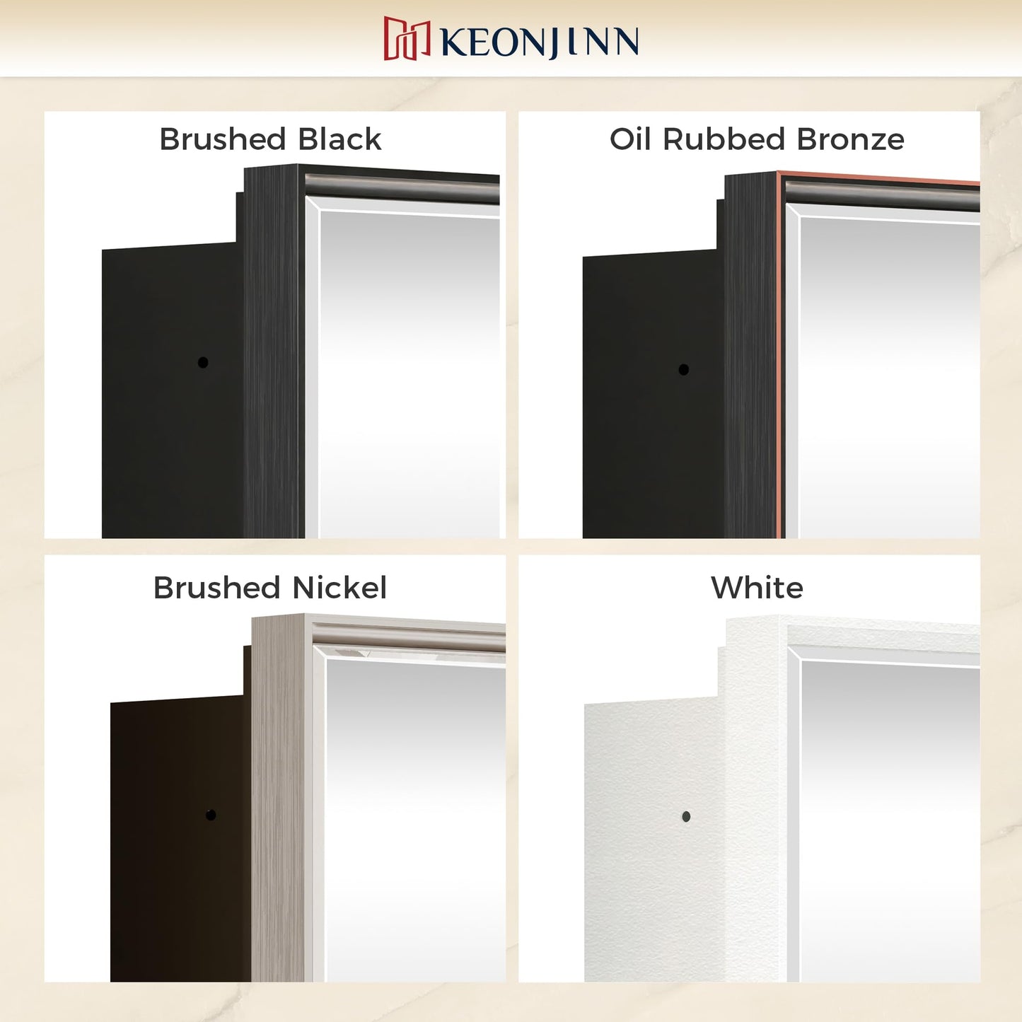 Keonjinn 24" x 30" Black Bathroom Medicine Cabinets with Mirror, Fully Assembled, Large Mirrored Medicine Cabinet Recessed or Surface Wall-Mounted, Aluminum Metal Framed, Farmhouse Cabinet Mirror