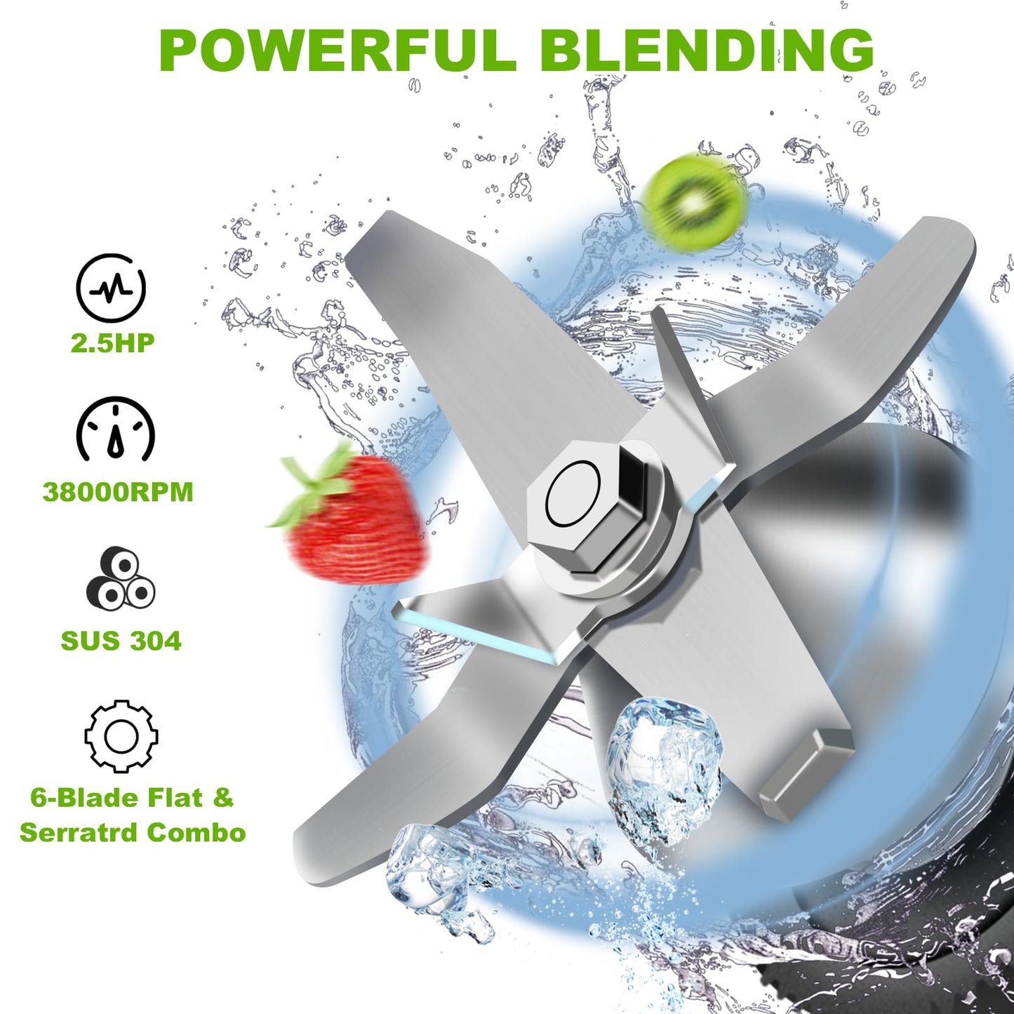 Commercial Blender for Smoothies 2200W, 80 Oz, 15 Speeds, 6-leaf Stainless Steel Blade, Heavy-Duty Commercial Blender for Smoothies, Ice Crush, Shakes, Self-Cleaning, Black