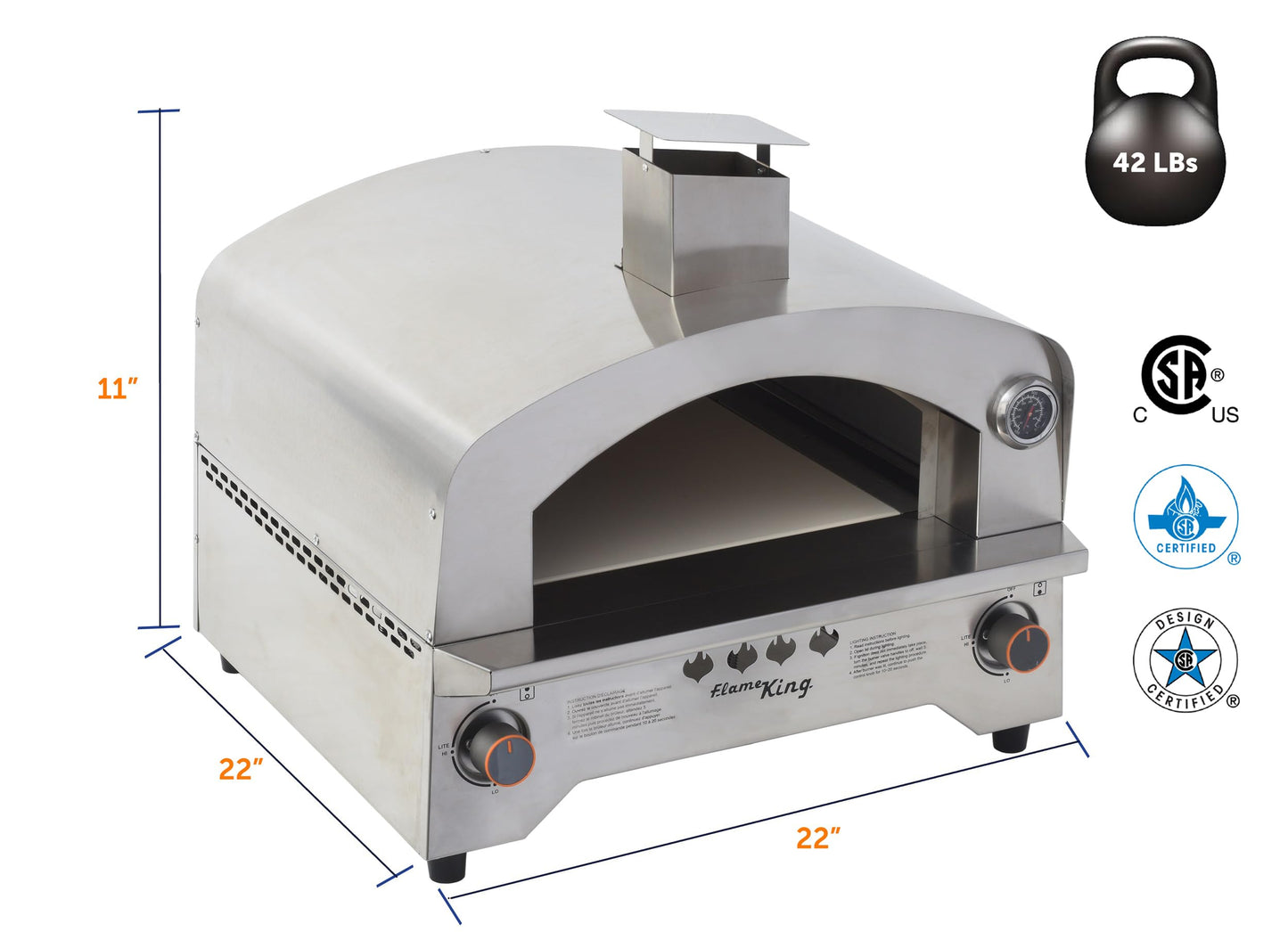 Flame King Propane Gas Pizza & Food Outdoor Oven for Camping, Backyard, Tailgating