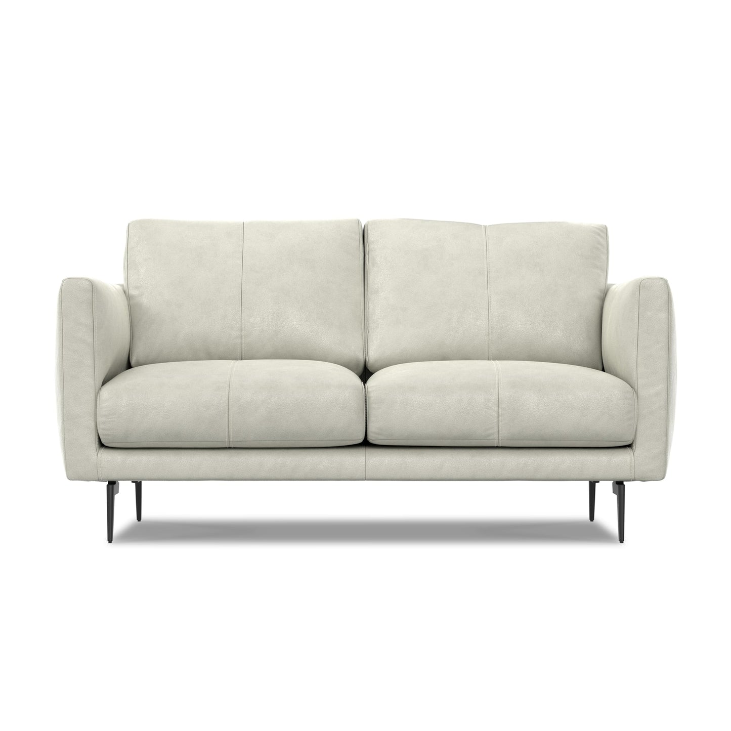 SIMPLIHOME Stevens Loveseat in Genuine Light Smoke Grey Leather, 60-inch Wide, Solid Wood Frame, Modern Compact Seating for Living Room or Apartment