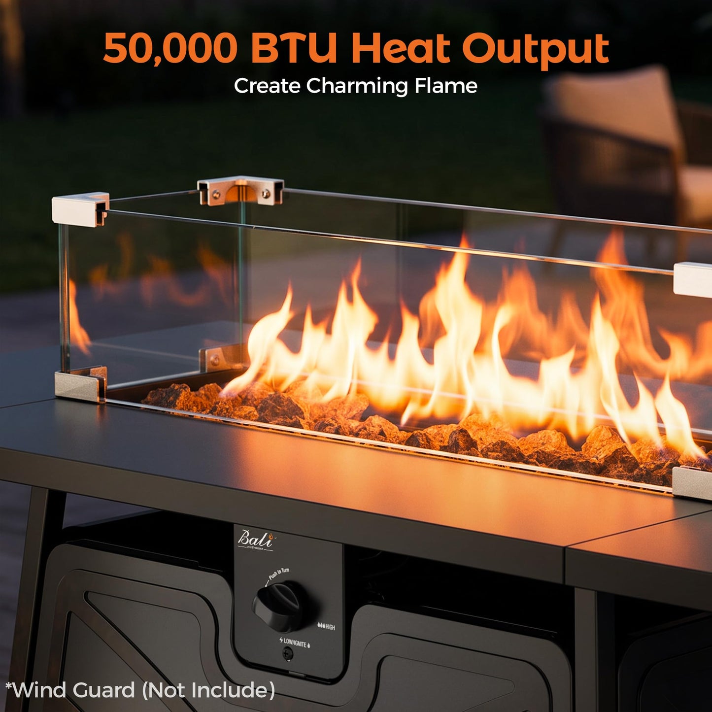 BALI OUTDOORS Propane Fire Pit Patio Outdoor Fire Pit Table Large Firepits for Outside Black