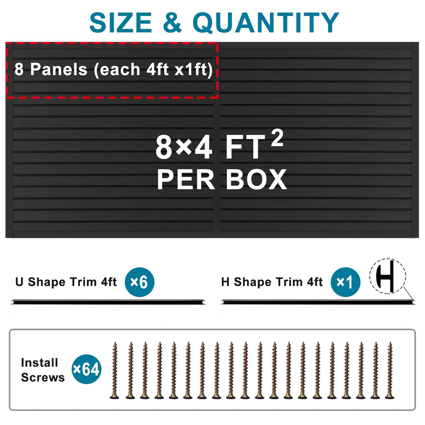 Dmprosel PVC Slat Wall Paneling 4x8 ft, Black Slatwall Panel for Garage Organization Storage System, Garage Wall Organizer, Waterproof Slat Board for Bathroom, Laundry Room, Garden Tool