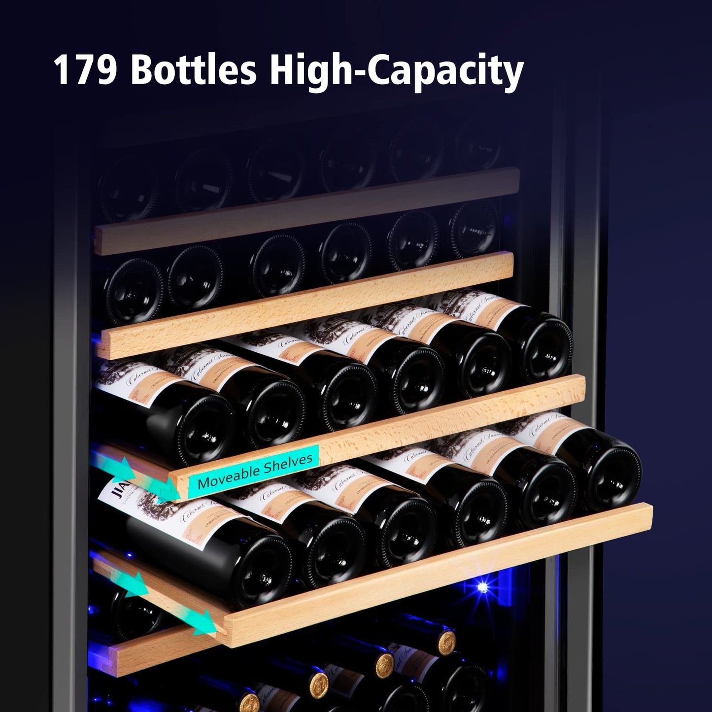 Velivi Wine Cooler Refrigerator, 179 Bottles Professional Wine Fridge with Powerful Compressor,Quiet Operation and Elegant Design for Wine Lovers