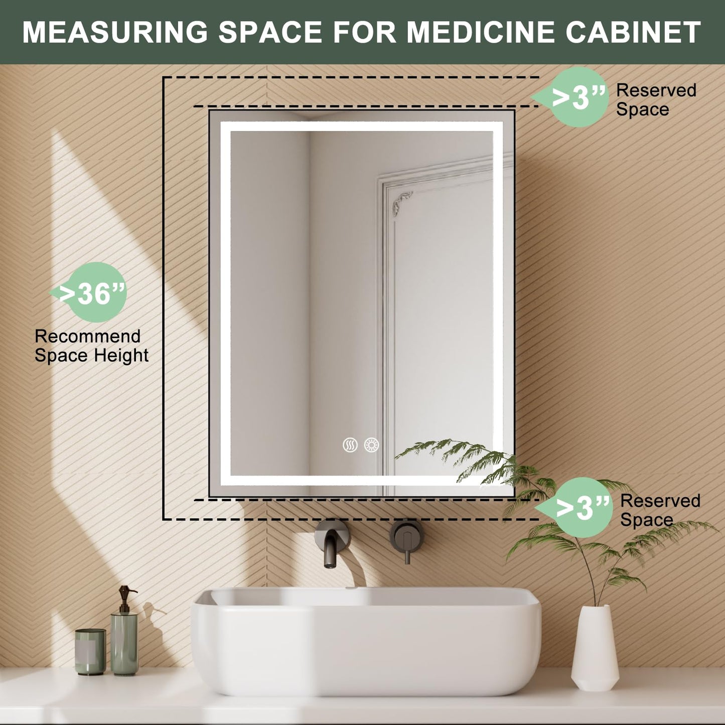Vevyzxc LED Bathroom Medicine Cabinet Mirror with Lights, 24'' x 32'' Aluminum Frame with Sockets & USBs, Anti-Fog Dimmable Light and Color Adjustment, Sliver
