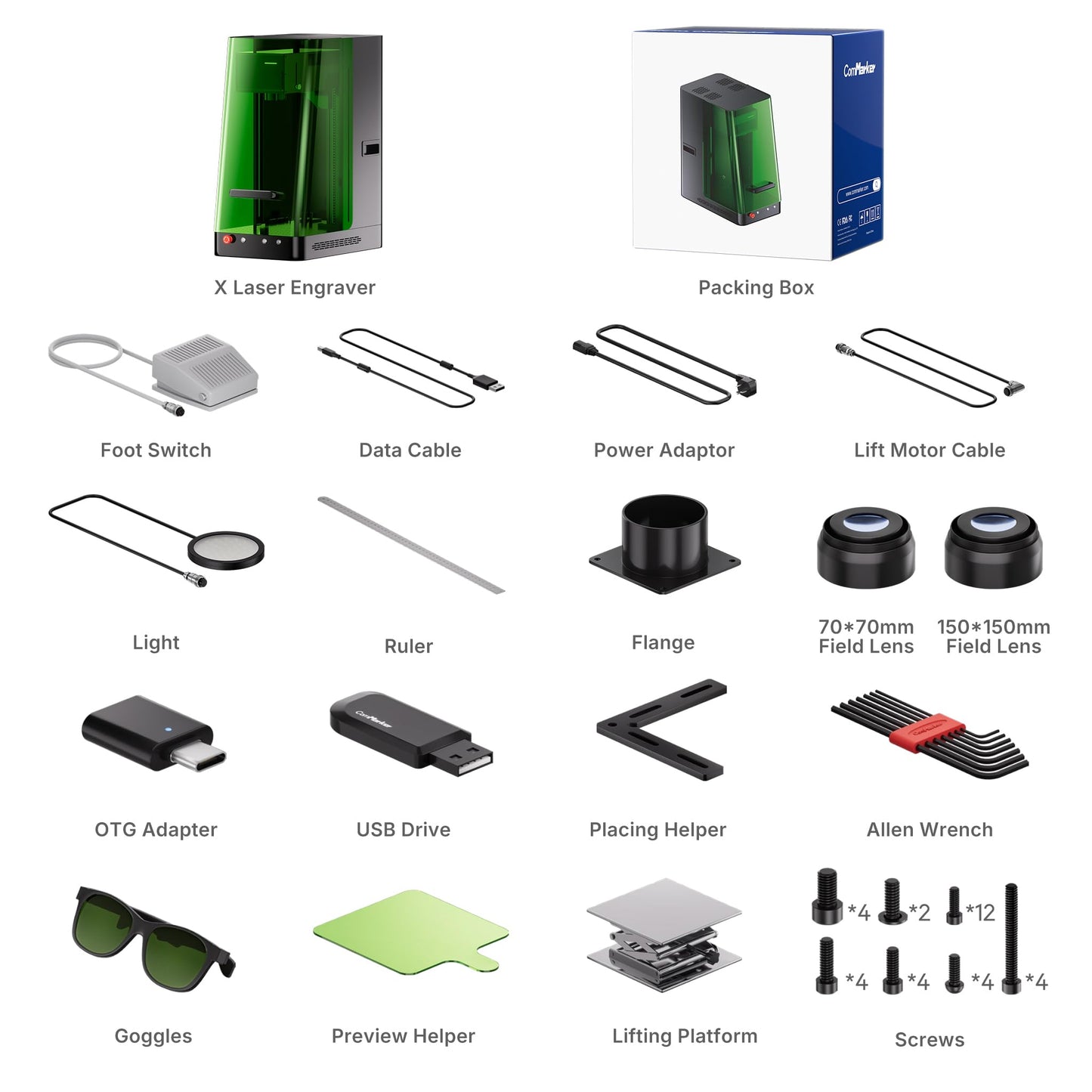 ComMarker X 12W UV Engraving Machine, 3D Internal Engraving, Auto-Focus with LiDAR Ranging System, 10,000mm/s Engraving System, On-Site & Small-Batch Ready Engraving Machine