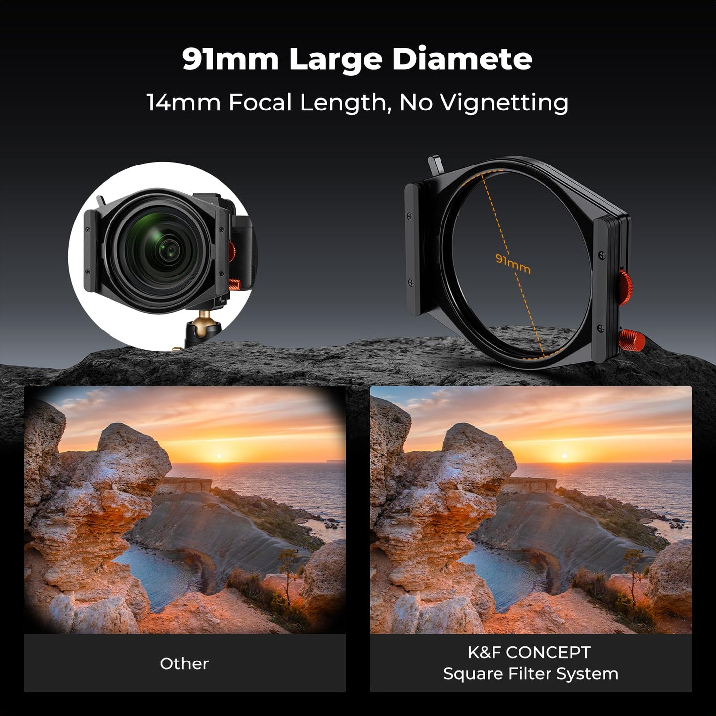 K&F CONCEPT X PRO Square Filter Holder System Kit (Filter Holder + 95mm Circular Polarizer + Square ND1000 Filter + ND8 + ND64 + 4 Filter Adapter Rings) for Camera Lens with36 Multi-Coated