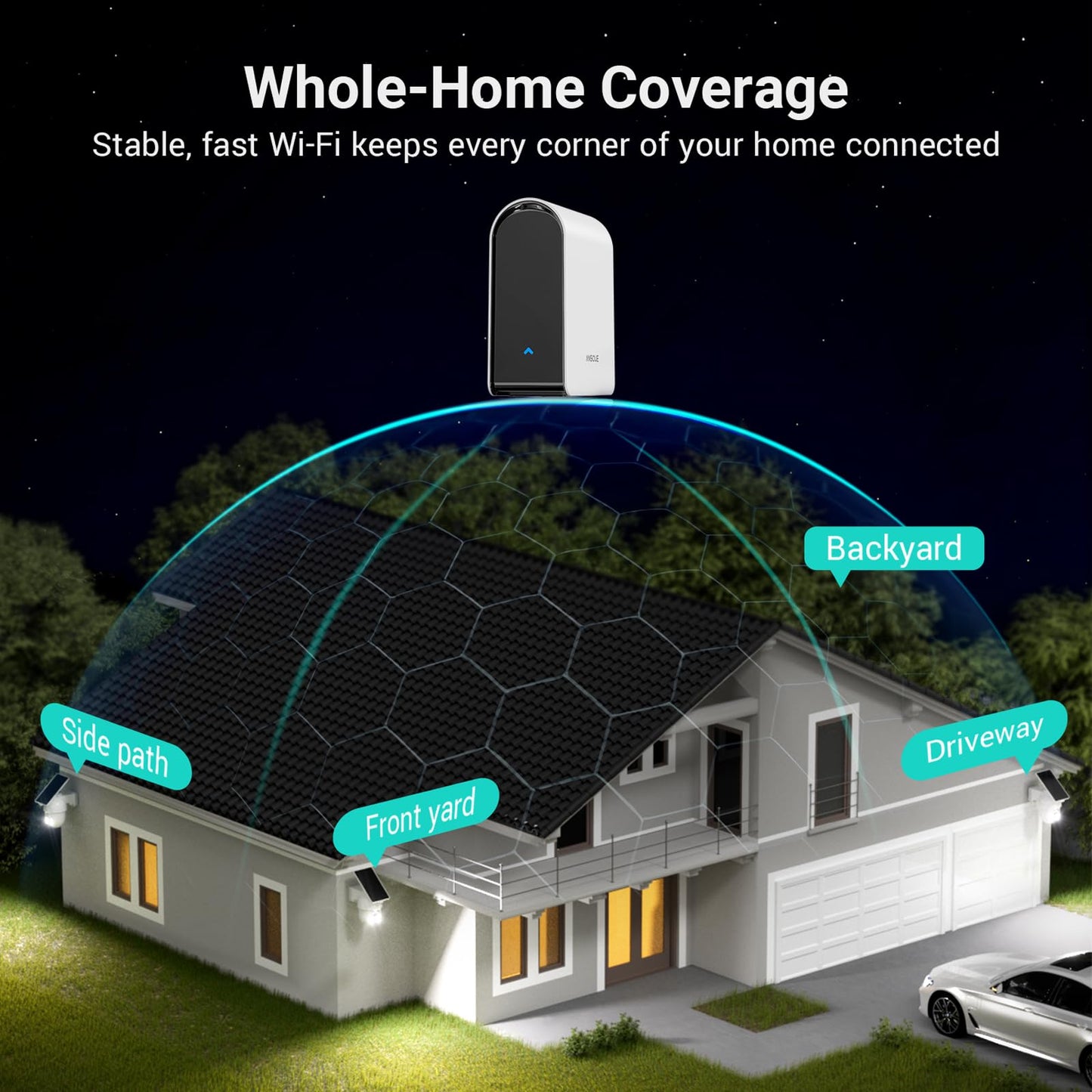 ANSQUE Security Cameras Wireless Outdoor Home System, 2 Camera Kit, No Subscription Fees, Solar Powered, Local Storage, 365-Day Battery Life, 360°PTZ Surveillance, Auto Tracking, 2K Color Night Vision