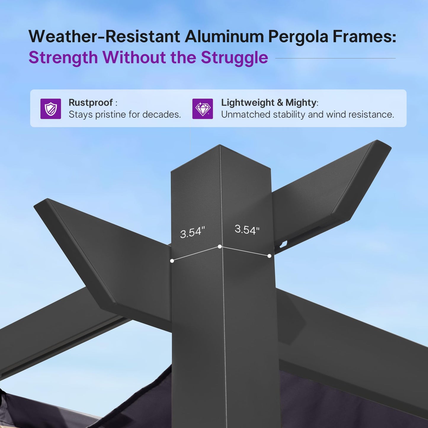 PURPLE LEAF 10' x 13' Aluminum Outdoor Pergola Wind-Resistant Retractable Pergola with Double Sun Shade Canopy Heavy-Duty Metal Pergola for Patios Backyard Deck Garden, Navy Blue