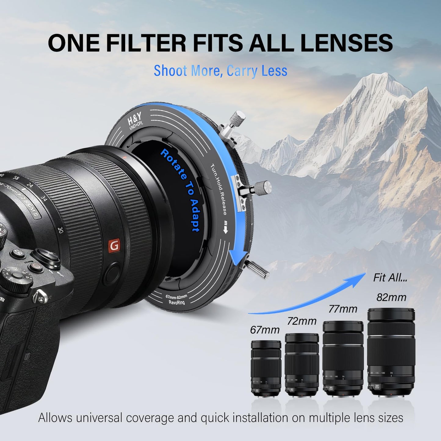 H&Y Filmmaker's Kit Revoring Mark II 67-82mm VND (ND3-1000) Neutral Density Filter & CPL Circular Polarizer + VND Converter + RevoSwift Magnetic Bridge Ring + Magnetic Matte Box + RevoRing Cap