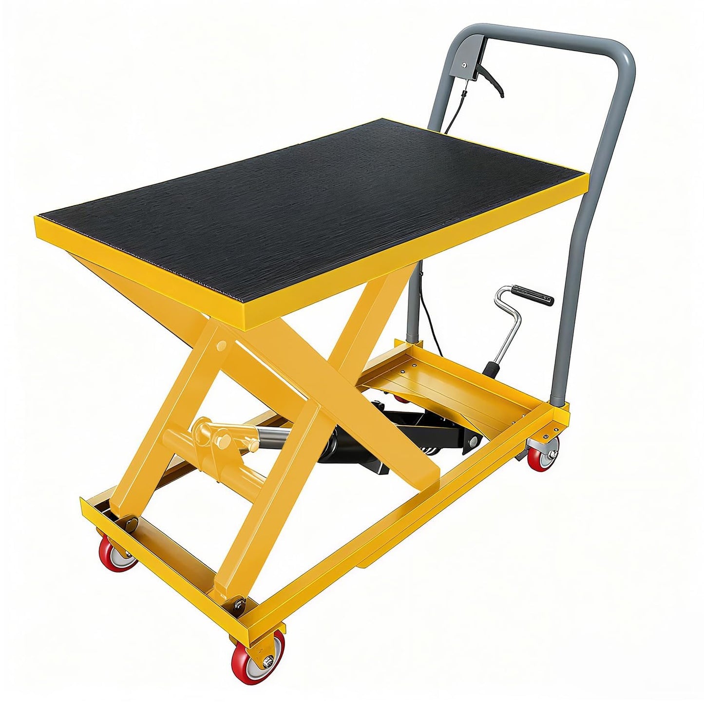 500 Lbs Heavy Duty Single Scissor Hydraulic Lift Table Cart – 28.5" Max Lifting Height, 4 Swivel Casters, Non-Slip Platform Pad, Mobile Material Handling & Transport for Warehouse, Workshop & Garage