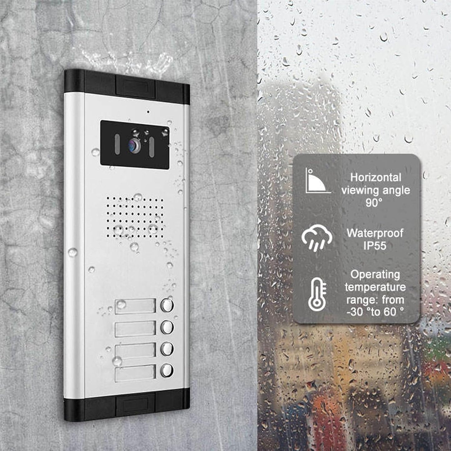 Apartment Video Intercom System,2,3,4,5,6,8,10,12 Household Video Doorbell Kits,Video Doorbell Camera,Wired 4.3 Inches Monitor,2 Way Intercom,IR Outdoor Camera,Monitoring (1- Camera and 4-Screen)