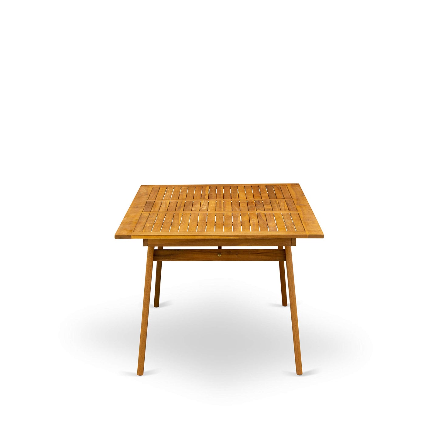 East West Furniture DEBS72CANA 7 Piece Patio Bistro Dining Set Consist of a Rectangle Outdoor Acacia Wood Table and 2 Folding Arm Chairs with 4 Side Chairs, 40x72 Inch, Natural Oil