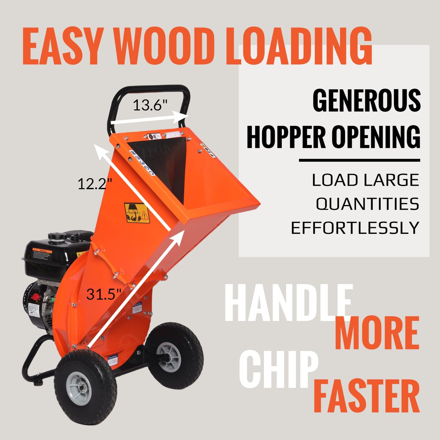 EFCUT C40 Wood Chipper 4" inch Max Diameter Capacity 9 HP 274cc Gas Powered Engine Heavy Duty Shredder Mulcher