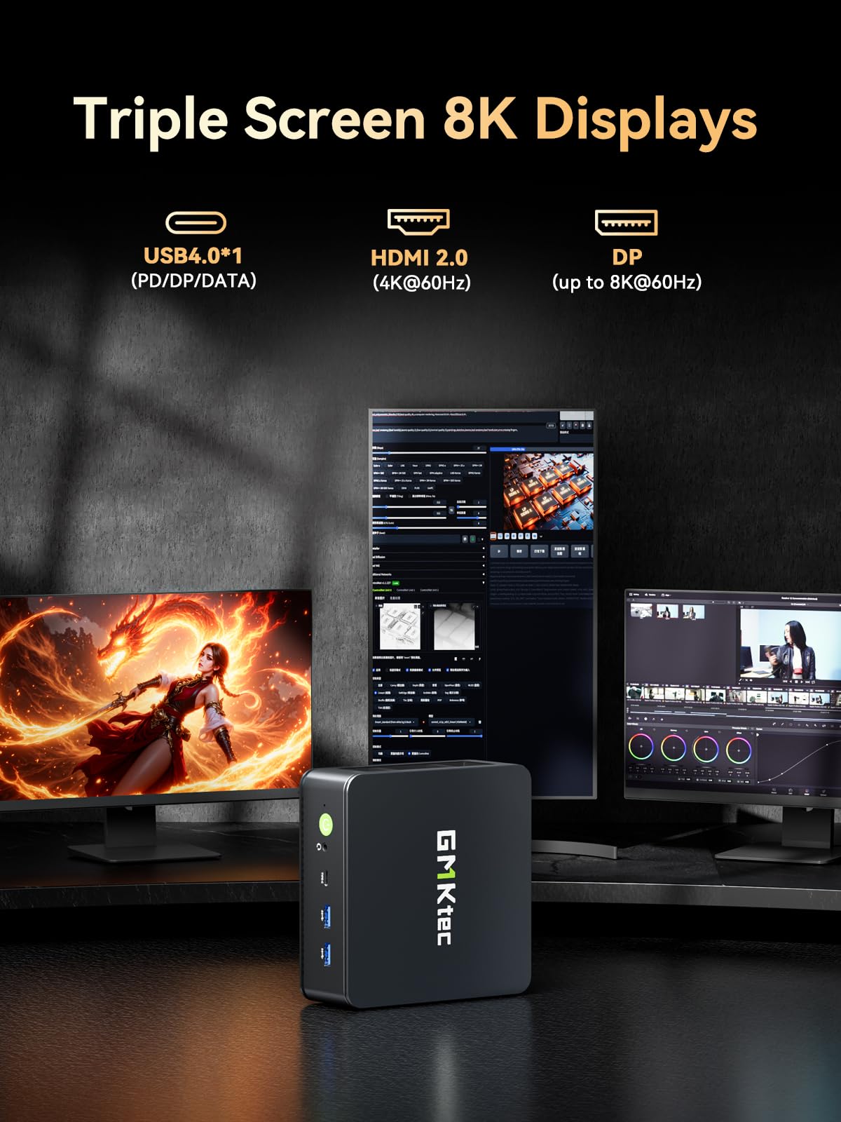 GMKtec M6 Ultra Gaming Mini PC Ryzen 7640HS (Upgraded 6600H/ 6800U), 32GB RAM DDR5 1TB SSD Dual NIC LAN 2.5GbE Desktop Computers Office Home, Triple 4K Display, WiFi 6, USB4, BT 5.2, DP, HDMI 2.0