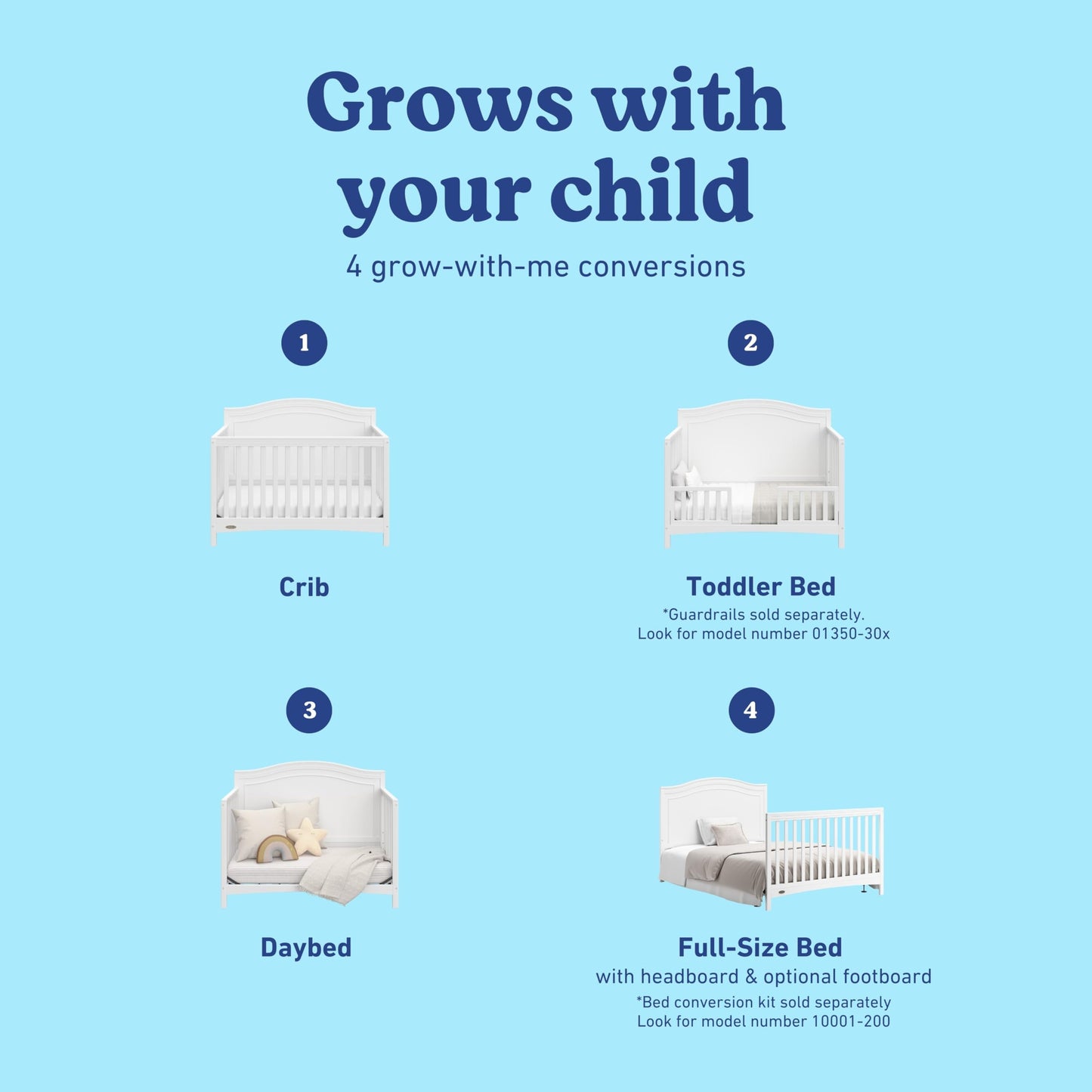 Graco Paris 4-in-1 Convertible Crib – GREENGUARD Gold Certified, Converts to Toddler Bed and Daybed, Fits Standard Full-Size Crib Mattress, Adjustable Mattress Support Base (White)