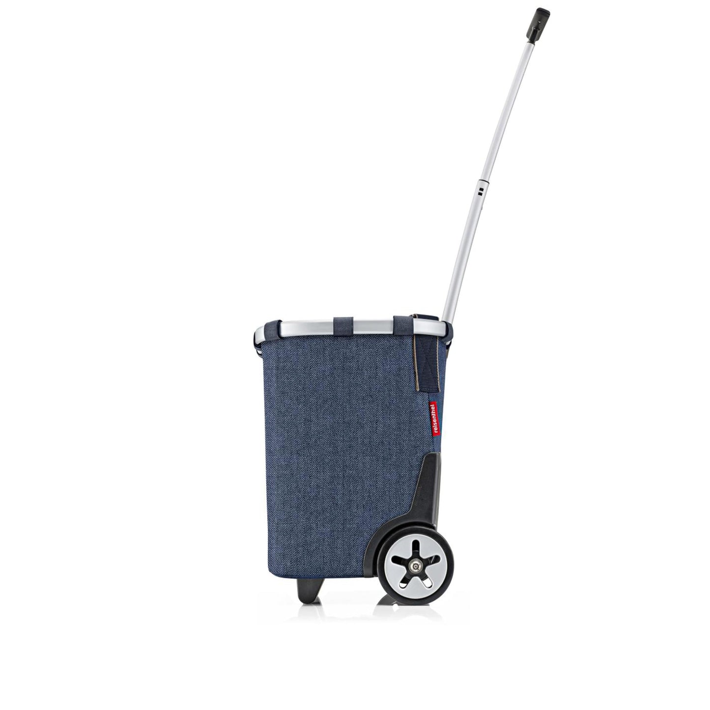 reisenthel carrycruiser Herringbone Dark Blue - Portable Shopping Trolley with Sturdy Aluminum Frame, Shoulder Strap and Removable mesh Inner Bag -Water-Repellent