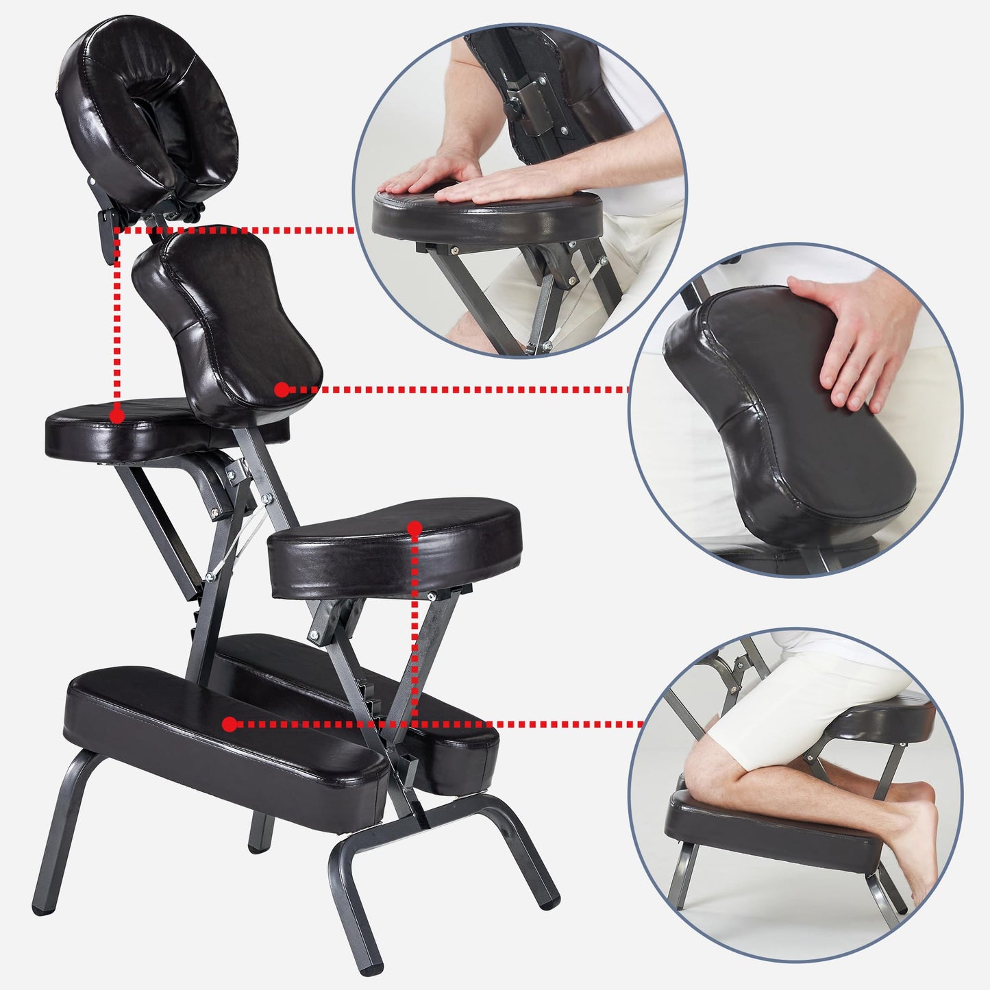 Master Massage Bedford Portable Light Weight Massage Chair, Burgundy, with Carry Case