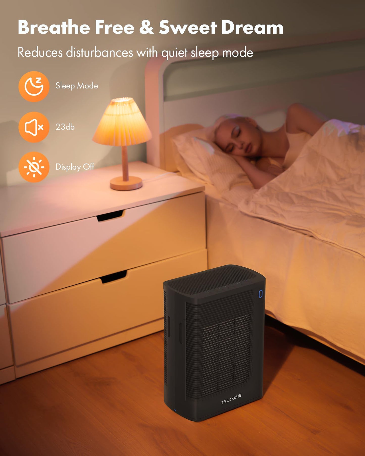 T356 New Black Air Purifier for Home Large Room Bedroom Up to 1937 Ft² in 1 Hr With Double-sided Air Inlet, Air Quality and Light Sensors, HEPA Sleep Mode for Allergies, Dust, Smoke, Pet Hair