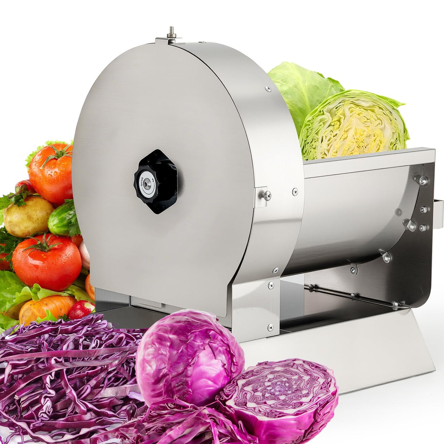 2-in-1 Electric Vegetable and Fruit Slicer, Adjustable Thickness 0.04-0.4", Commercial Stainless Steel Cutter for Cabbage, Tomatoes, Lemons