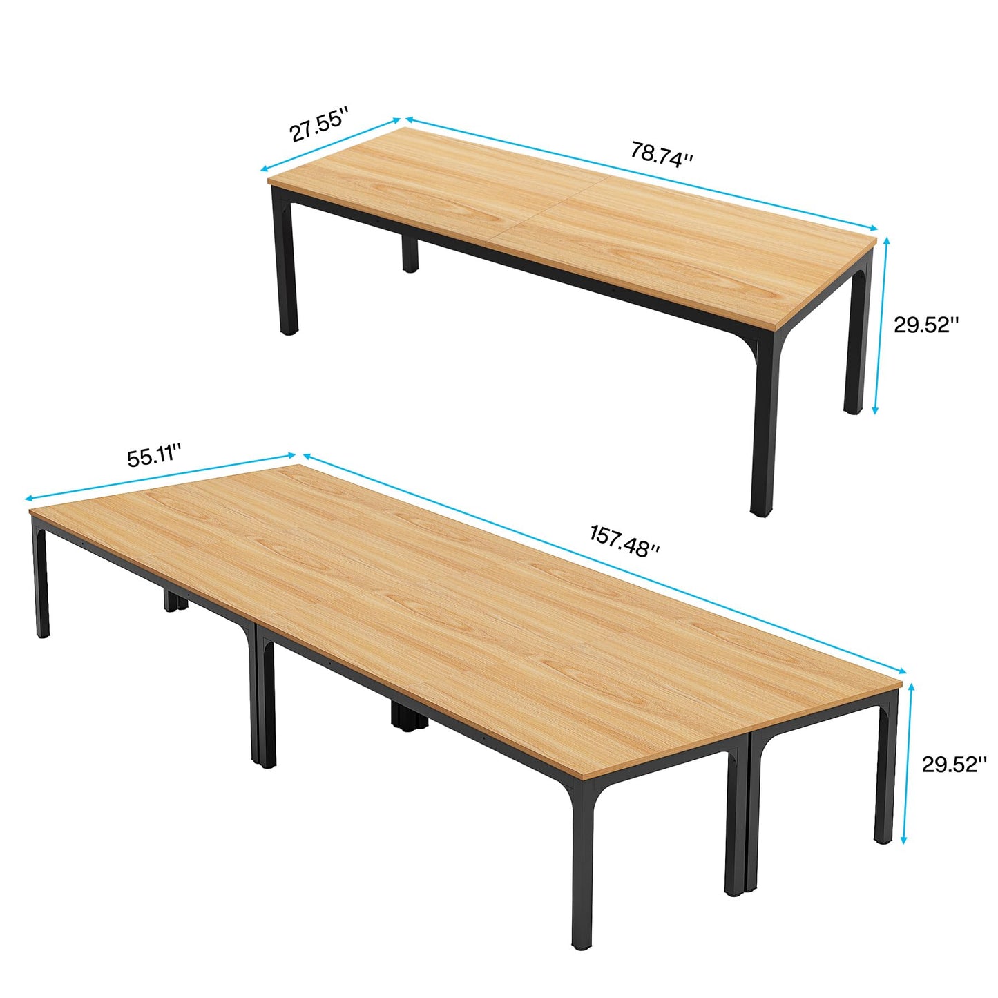 LITTLE TREE 13FT Conference Room Table, Large Rectangle Meeting Seminar Tables for 12-19 Person, Extra Long Business Tables for Office