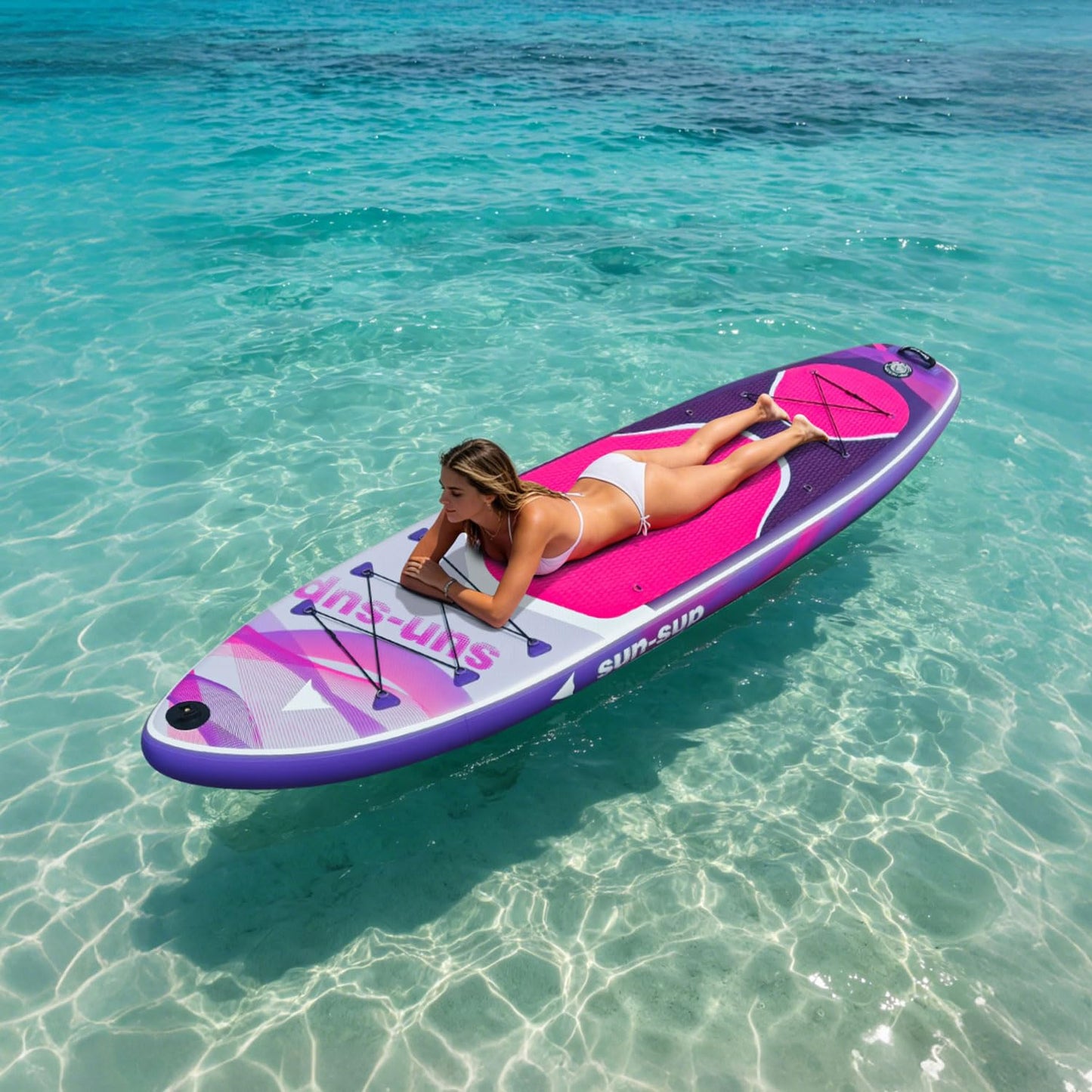 SUN-SUP 10' 6" Inflatable Stand Up Paddle Board Non-Slip Comfort Deck Stable Design Comes with Premium SUP Paddle Board Accessories Suitable for Teens and Adults