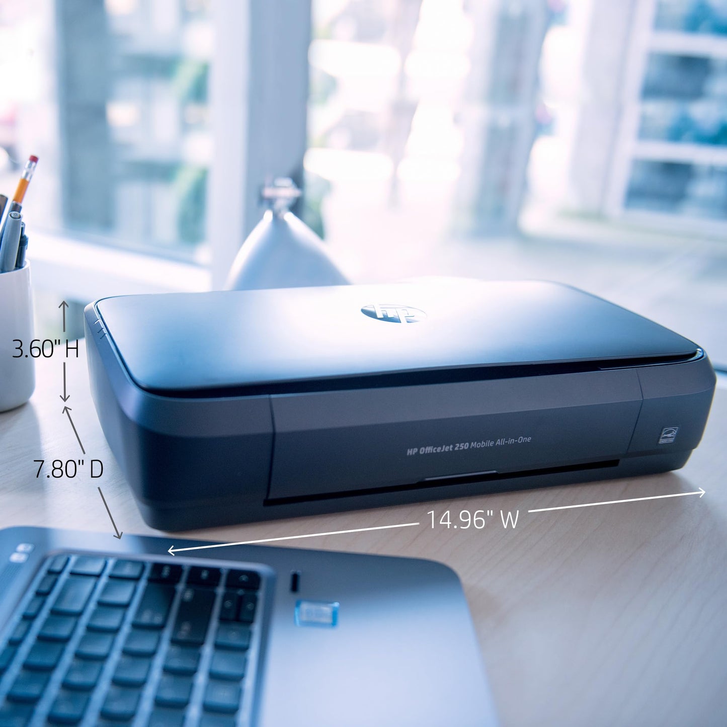 HP OfficeJet 250 Wireless Mobile Printer, Scanner, Copier - Black, Battery Included (CZ992A)
