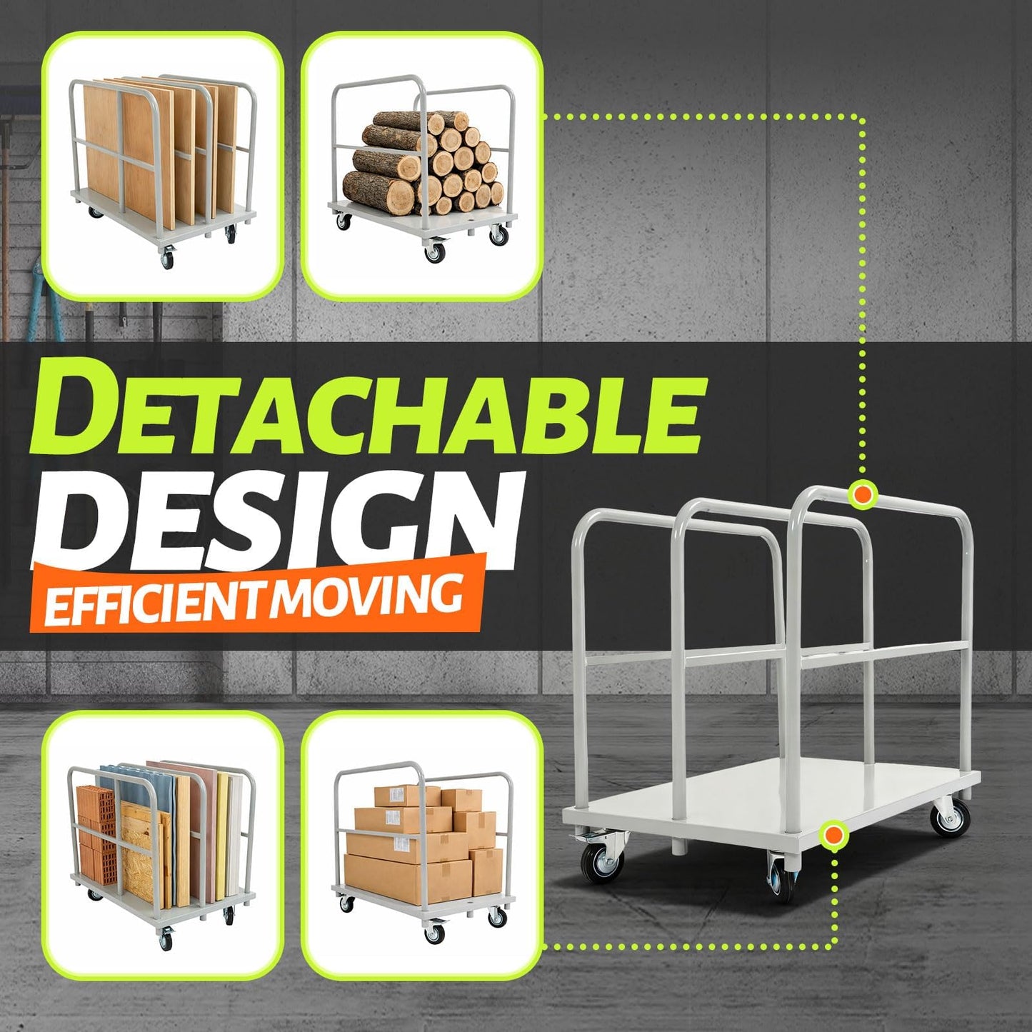 Gelacie 36x24inch Steel Panel Truck Cart, Flat Dolly Cart, Flatbed with