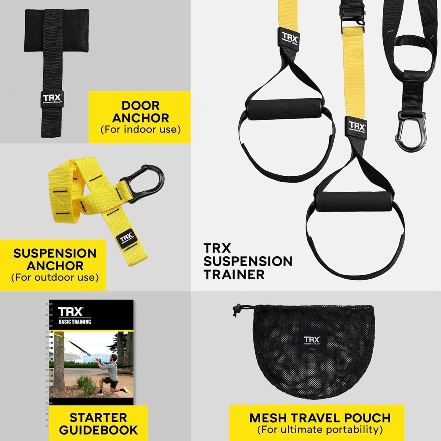 TRX All-In-One Home Gym System – Complete Suspension Training Kit for Strength Training, HIIT & Full-Body Workouts at Home or Outdoors, Includes Indoor & Outdoor Anchors