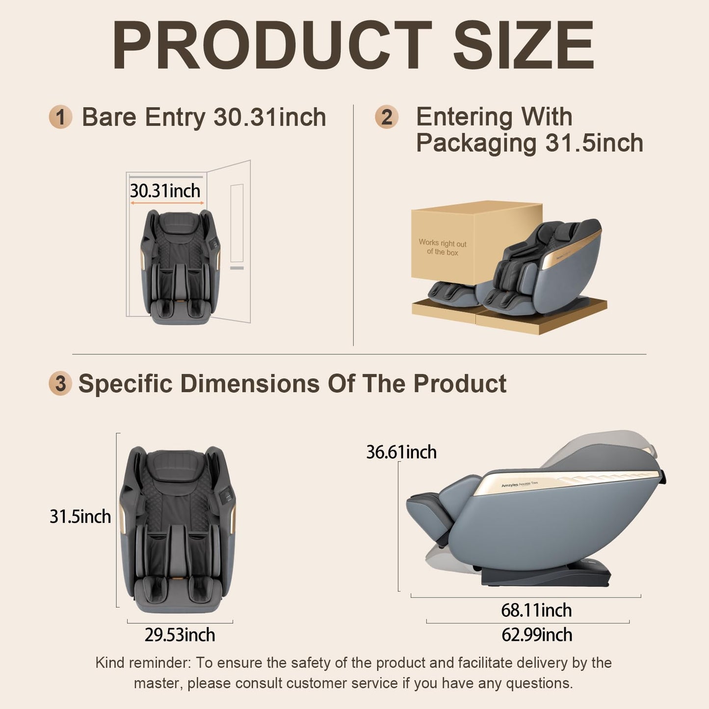 Amzyes 4D Massage Chair Full Body, 20 Modes Zero Gravity Massage Chair with 53.15 Inches SL Track, Foot Massage, Neck and Shoulder Massage, Shiatsu, Bluetooth Speaker, Home, Navy Blue