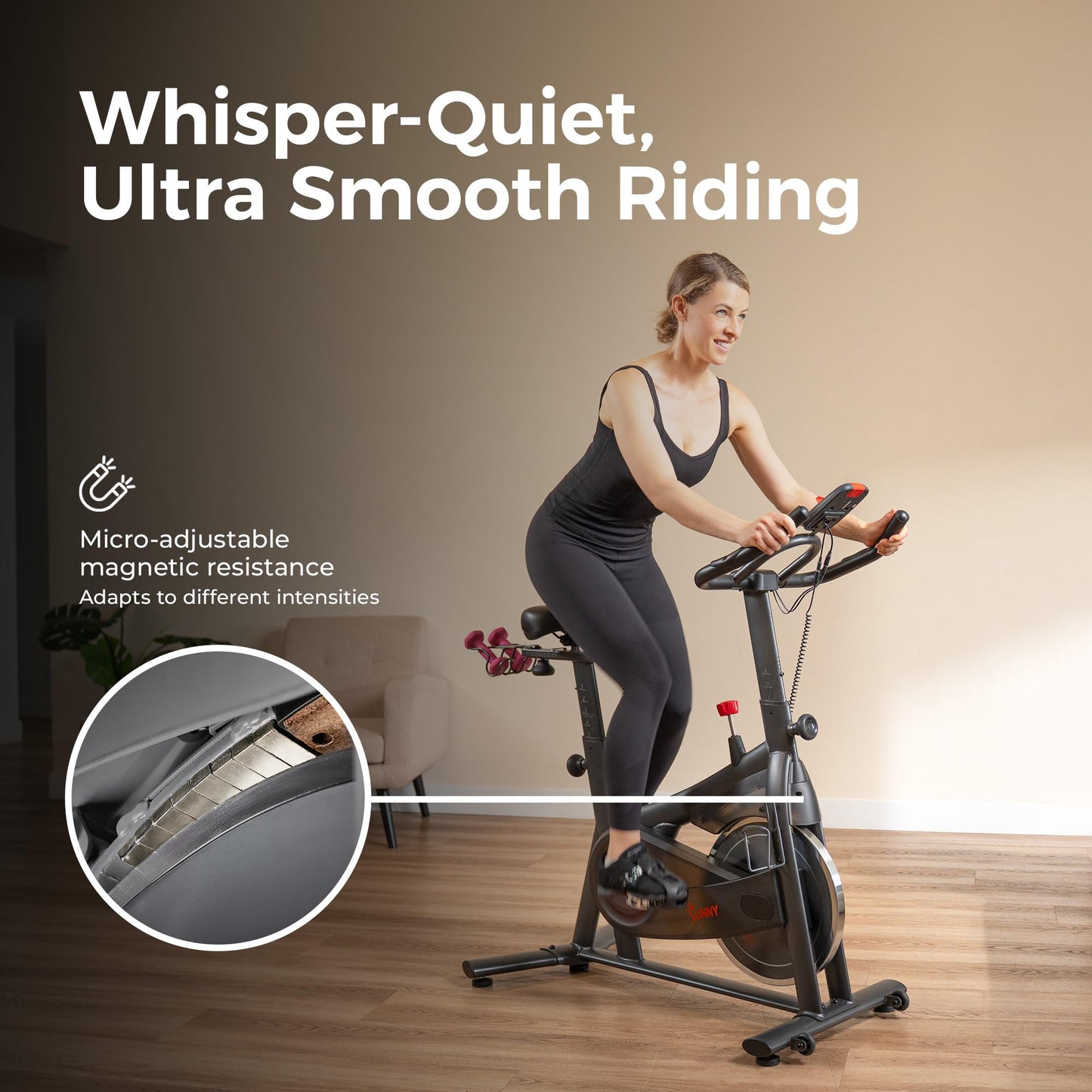 Sunny Health & Fitness Vega Smart Indoor Cycling Bike – Magnetic Resistance Exercise Bike with SunnyFit App, Quiet Belt Drive & Family-Friendly Home Cardio Design