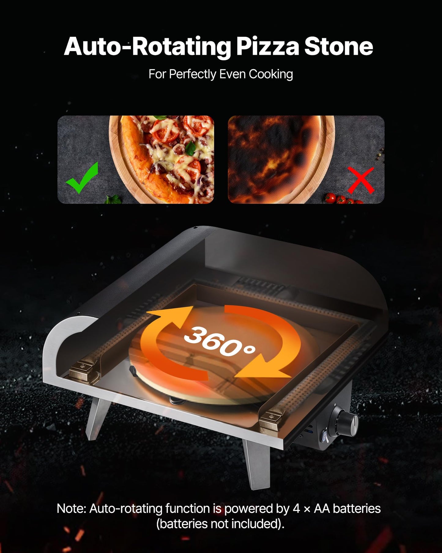 VEVOR Propane Outdoor Pizza Oven, 12 in Auto Rotating Propane Gas Pizza Ovens, Portable Pizza Cooker with Electric Rotation System, Carry Bag, Pizza Maker for Outside Backyard Patio Camping, Black