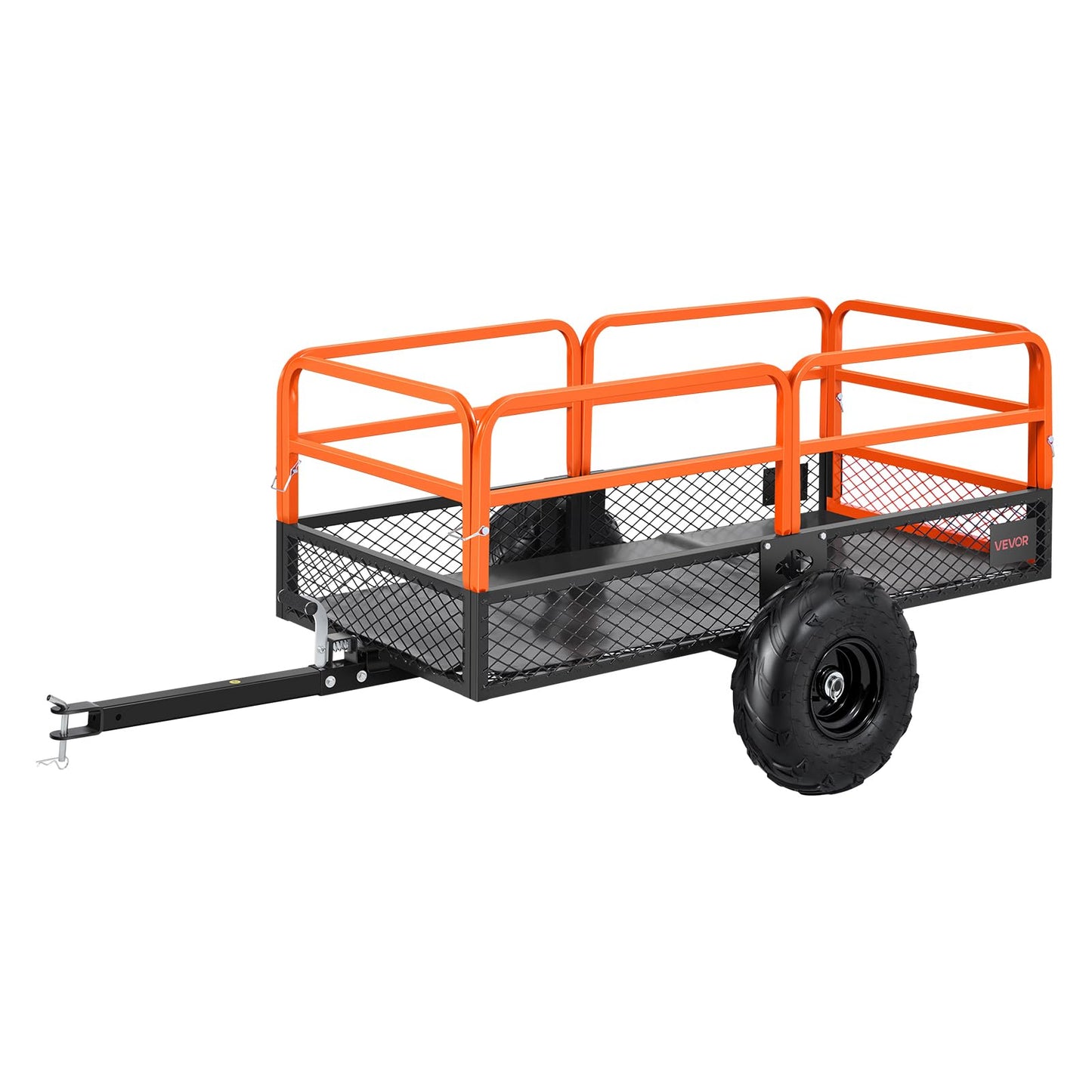 VEVOR 22 Cu.Ft 1600Lbs Steel ATV UTV Trailer Tow Behind Dump Cart, Heavy Duty Pull Behind Utility Dump Trailer for Lawn Mower Trailer Tractor Garden Yard with Removable Rear Panel