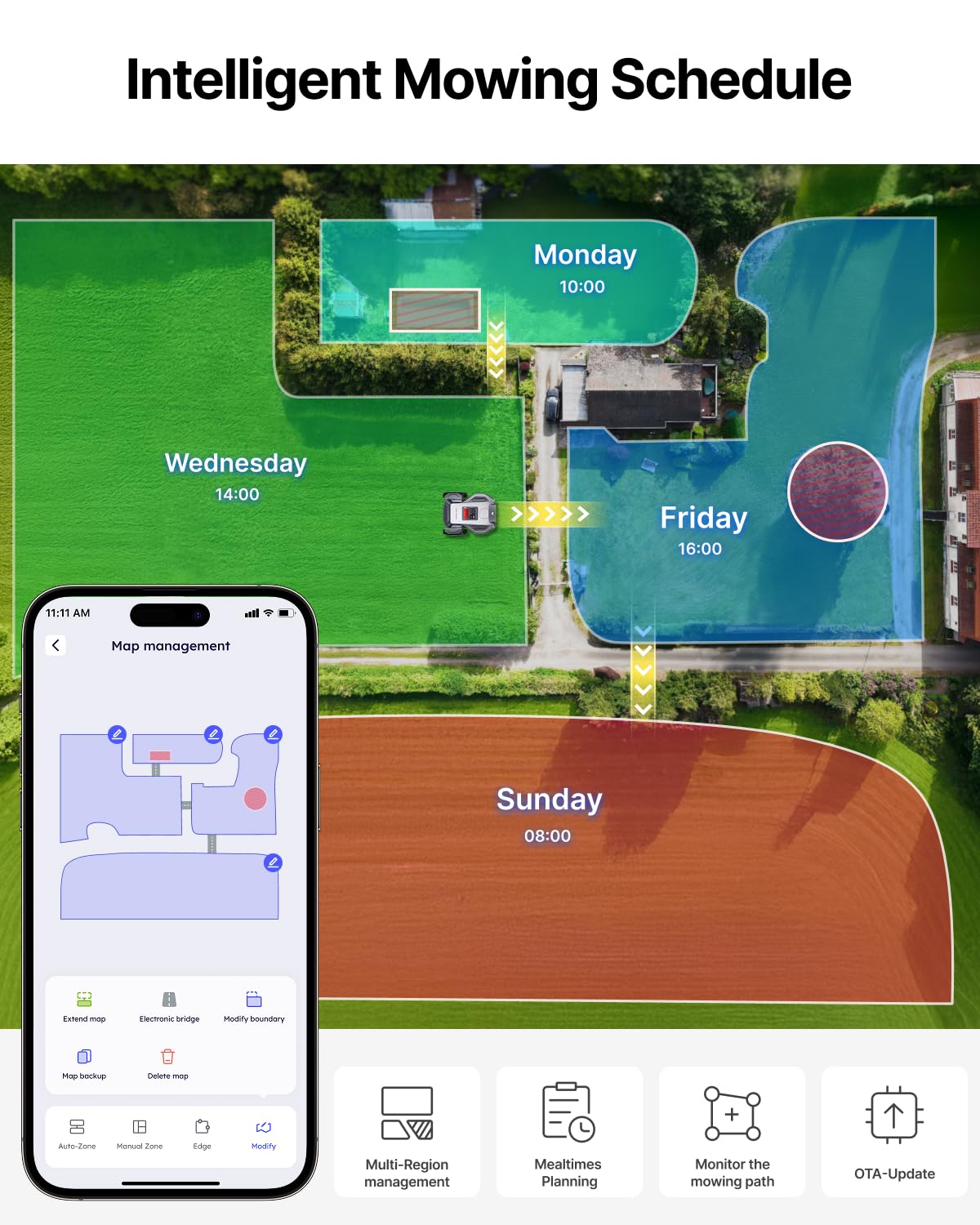 ANTHBOT M9 Robot Lawn Mower 1/4 Acre, Dual Vision+Full-Band RTK Robotic Lawnmower, No Perimeter Wire, App Control Obstacle Avoidance, 45% Slope, Cutting Height, Multi-Zone Mapping