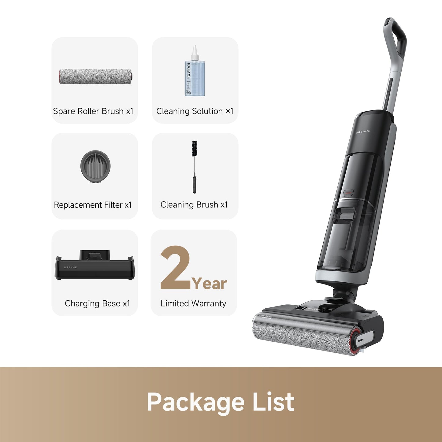 dreame H14 Cordless Vacuum Mop, 180° Lie-Flat Wet Dry Vacuum cleaner, 140°F Brush Washing, Fast Hot Air Drying in 5Mins, Smart Hard Floor Cleaner Machine with Powerful Suction, Great for Sticky Messes