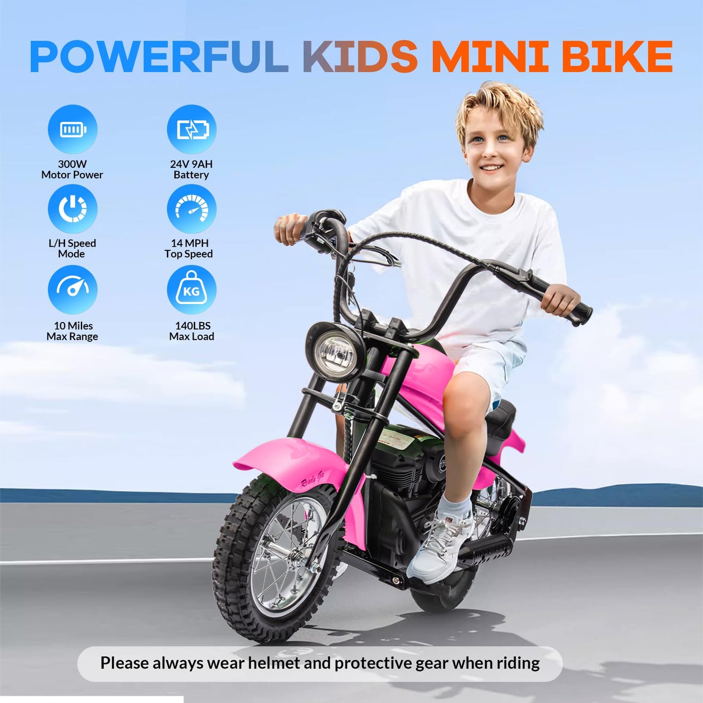 Electric Dirt Bike, 15 Mph & 150lb Max, 24V Ride On Toy for Big Kids w/Led Lights & Power Display, Chain-Driven Motor, Twist-Grip Throttle, Shock Springs, Handbrake, 12" Air-Filled Tires, Pink