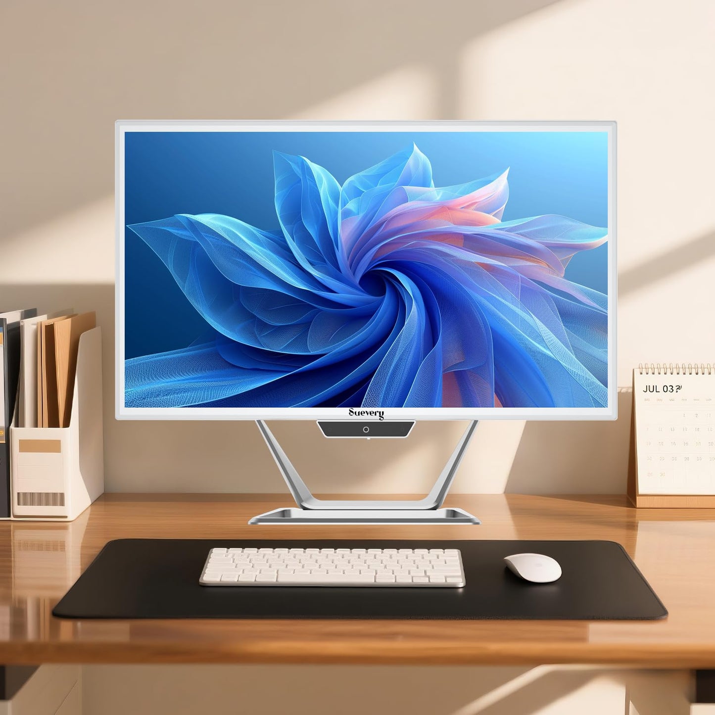 suevery All-in-One Desktop Computer Wi-Fi6 Gaming All in One Business PC White Business AIO Home Office Includes Keyboard & Mouse (I5-16G-256G)