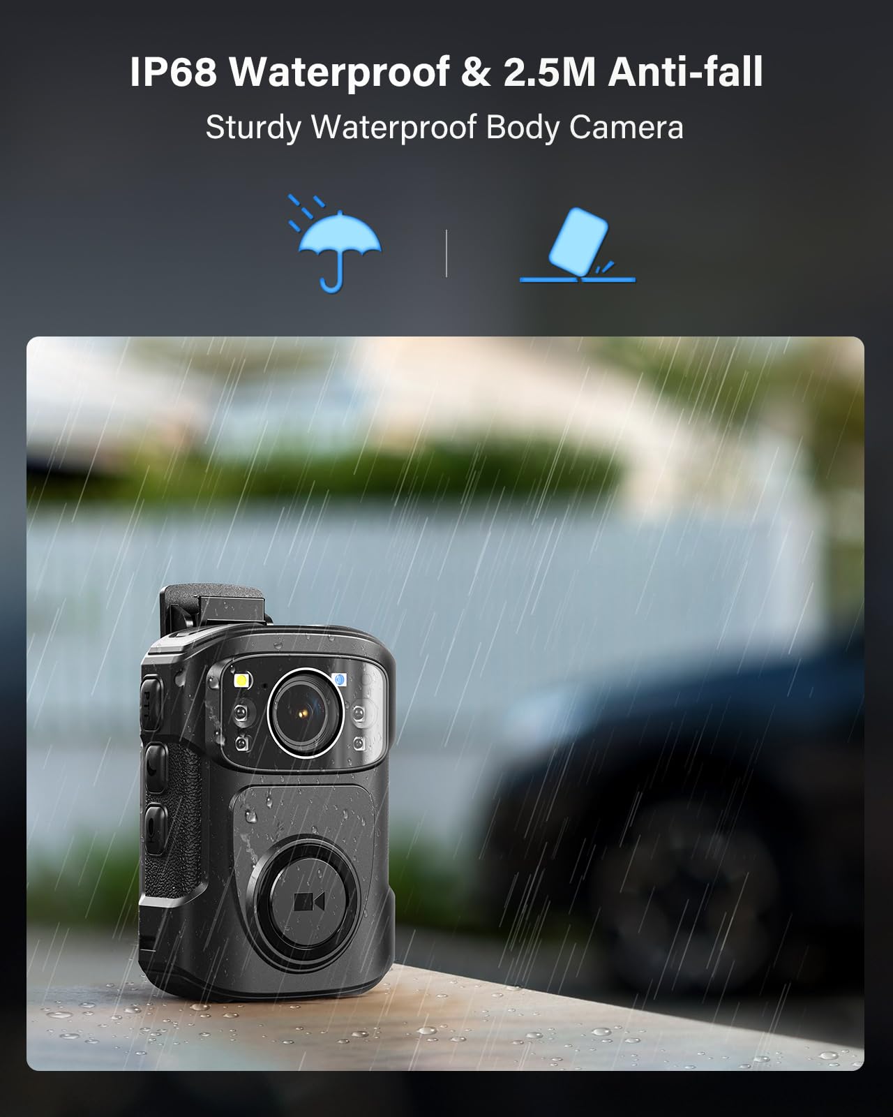 BOBLOV B4K5 256GB 4K Body Camera,3400mAh IP68 Waterproof GPS Police Body Cams for 11Hrs Video Record, Provide Charging Dock, Night Vision Video Camcorder for Personal, Guard Civilians(256GB)