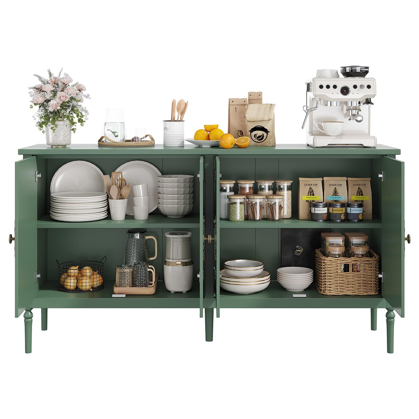 Garvee 59" Buffet Cabinet Sideboard with Storage, Kitchen Storage Cabinet Wood Console Table Coffee Bar Cabinets for Living Room Dining Room Entryway