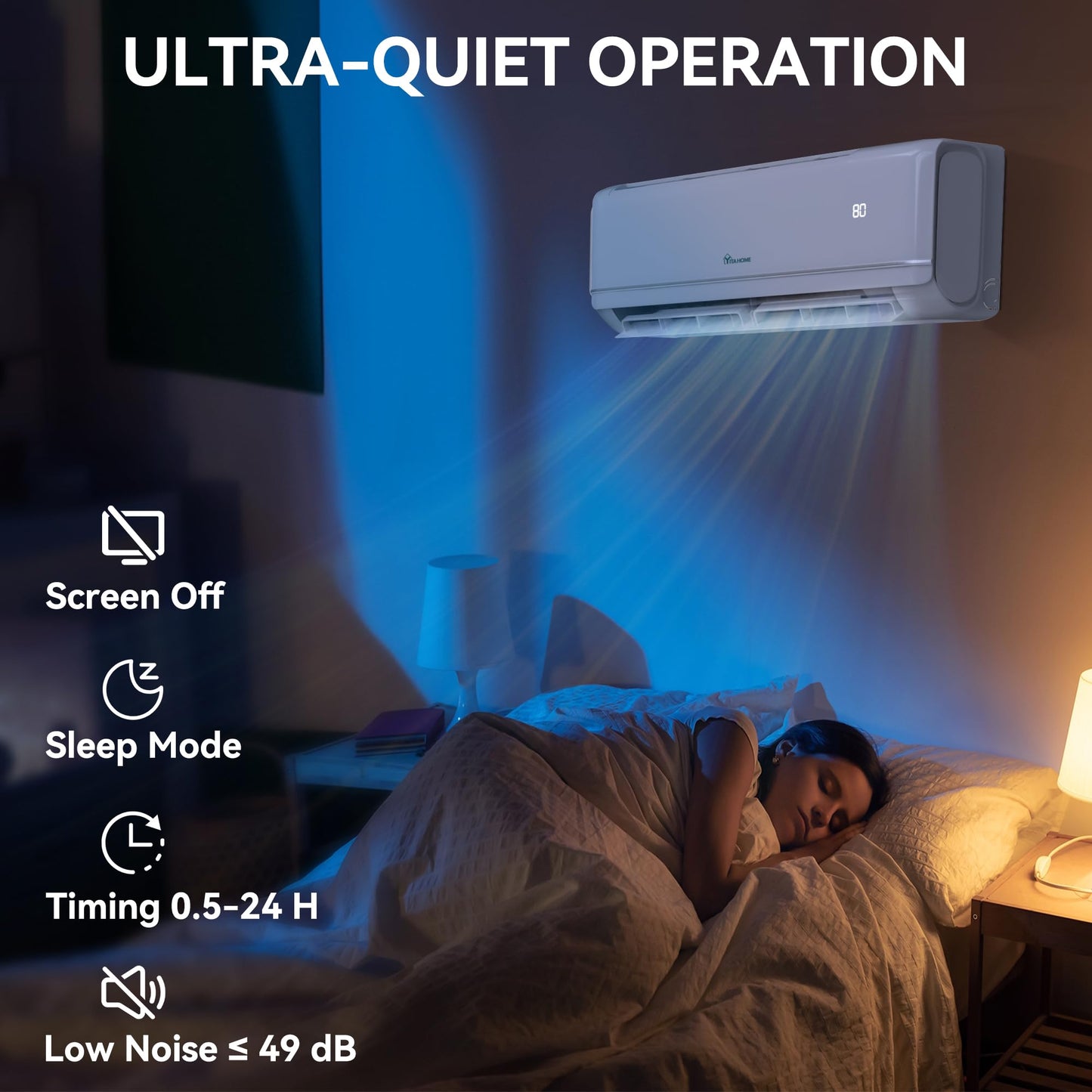 YITAHOME 18000 BTU Mini Split AC/Heating System, WiFi Enabled 21 SEER2 208-230V Inverter Pre-charged AC Compatible with Alexa, Cool Up to 1250 Sq. Ft, Complete Installation Kit, 1.5 Ton