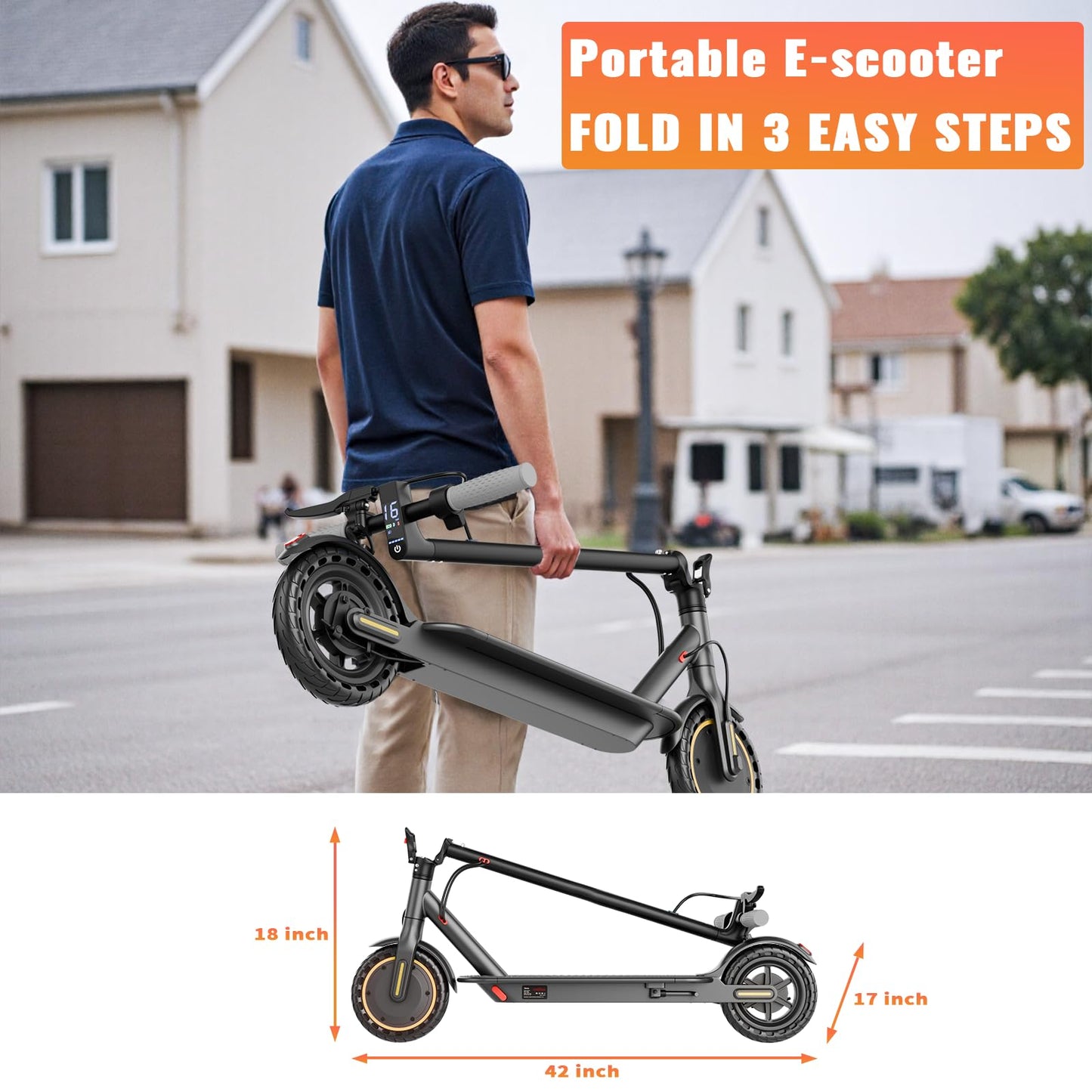 Qlaway 8.5" E Scooter with Seat, 19 MPH 350W Motor 280.8WH Battery, Motorized Up to 22 Miles Range, Foldable Scooter Bearing 265 LBS/APP