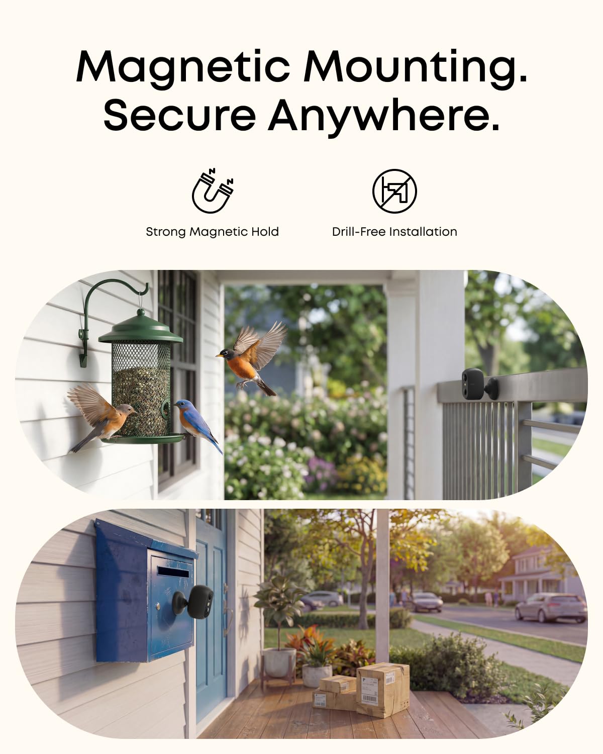 eufy Security eufyCam C35 4-Cam Kit, Wireless Security Indoor/Outdoor Camera, Magnetic Mount, Color Night Vision, Local Storage, No Subscription, IP67, Solar Panel Compatible, Built-in 8GB, Black