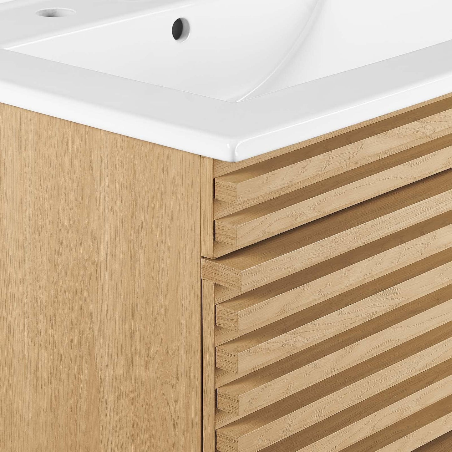 Modway Render 24" Wall-Mount Bathroom Vanity in Oak White