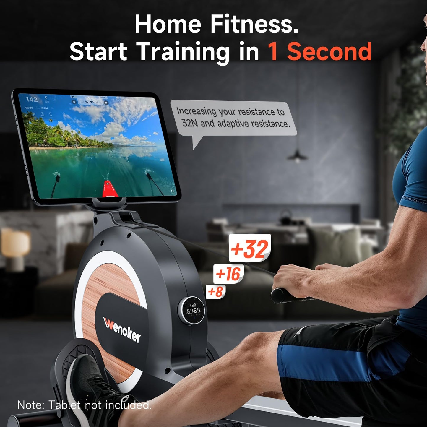WENOKER Rowing Machine, Magnetic Rowing Machine for Home, Upgraded 32-Levels Resistance with Smart Electronic Knob, 350 LBS Weight Capacity, Compact Rower Machine Easy Assembly, App Supported